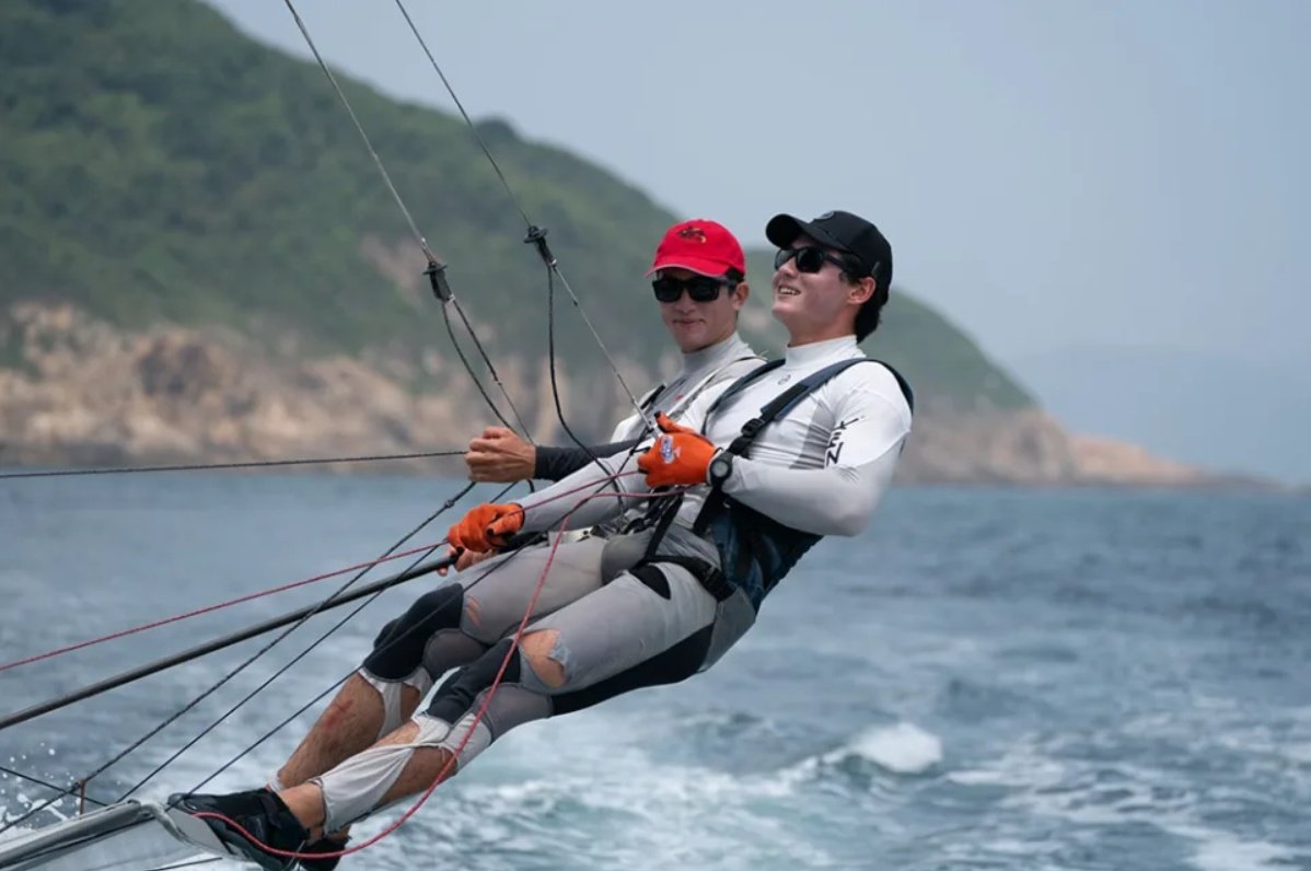 Hong Kong’s Akira Sakai (left) and Russell Aylsworth are off to the Olympics to sail in the 49er Skiff class. Photo: Sailing Federation of Hong Kong, China.