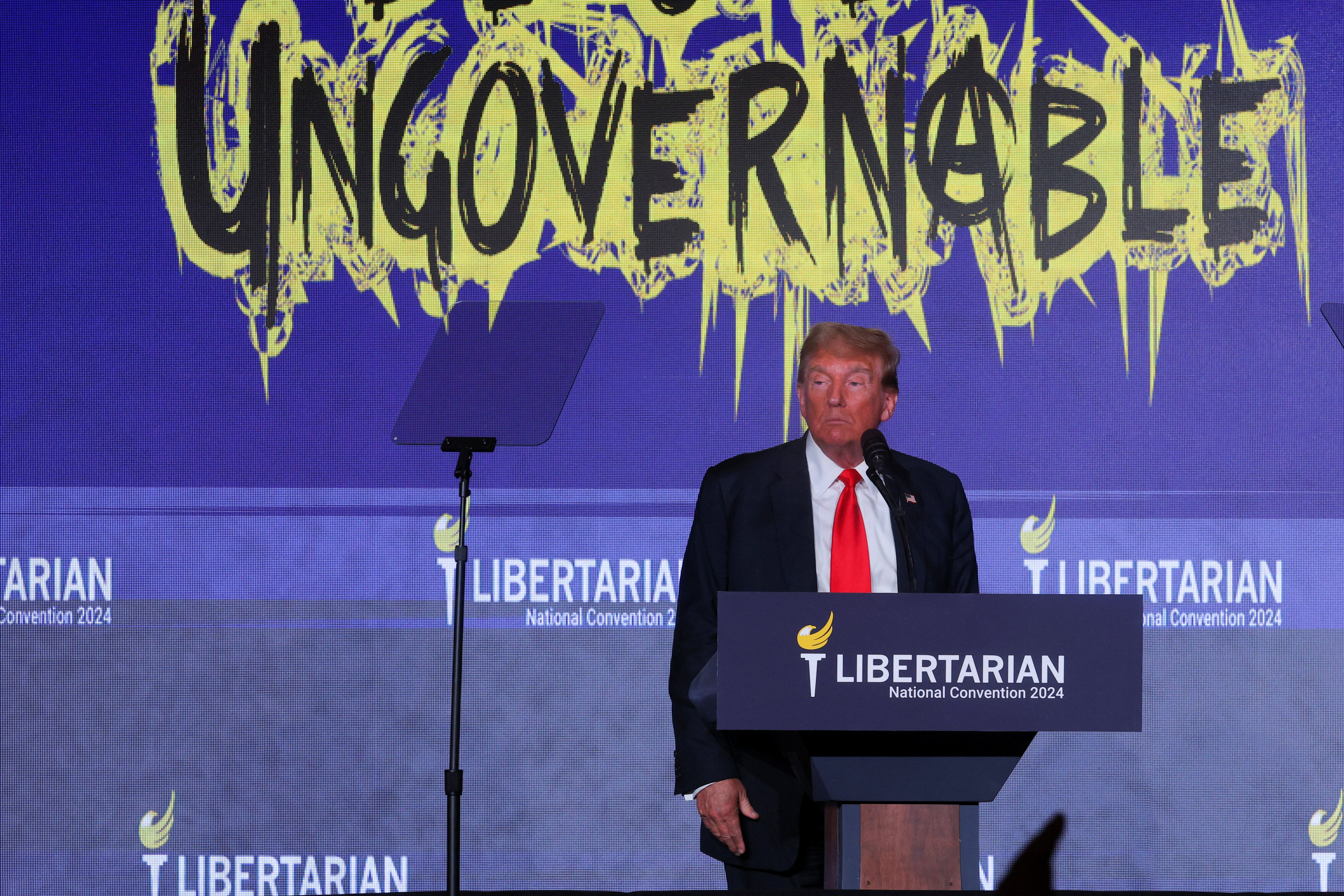 Former US President and Republican presidential candidate Donald Trump was booed repeatedly while addressing the Libertarian Party National Convention on Saturday. Photo: Reuters