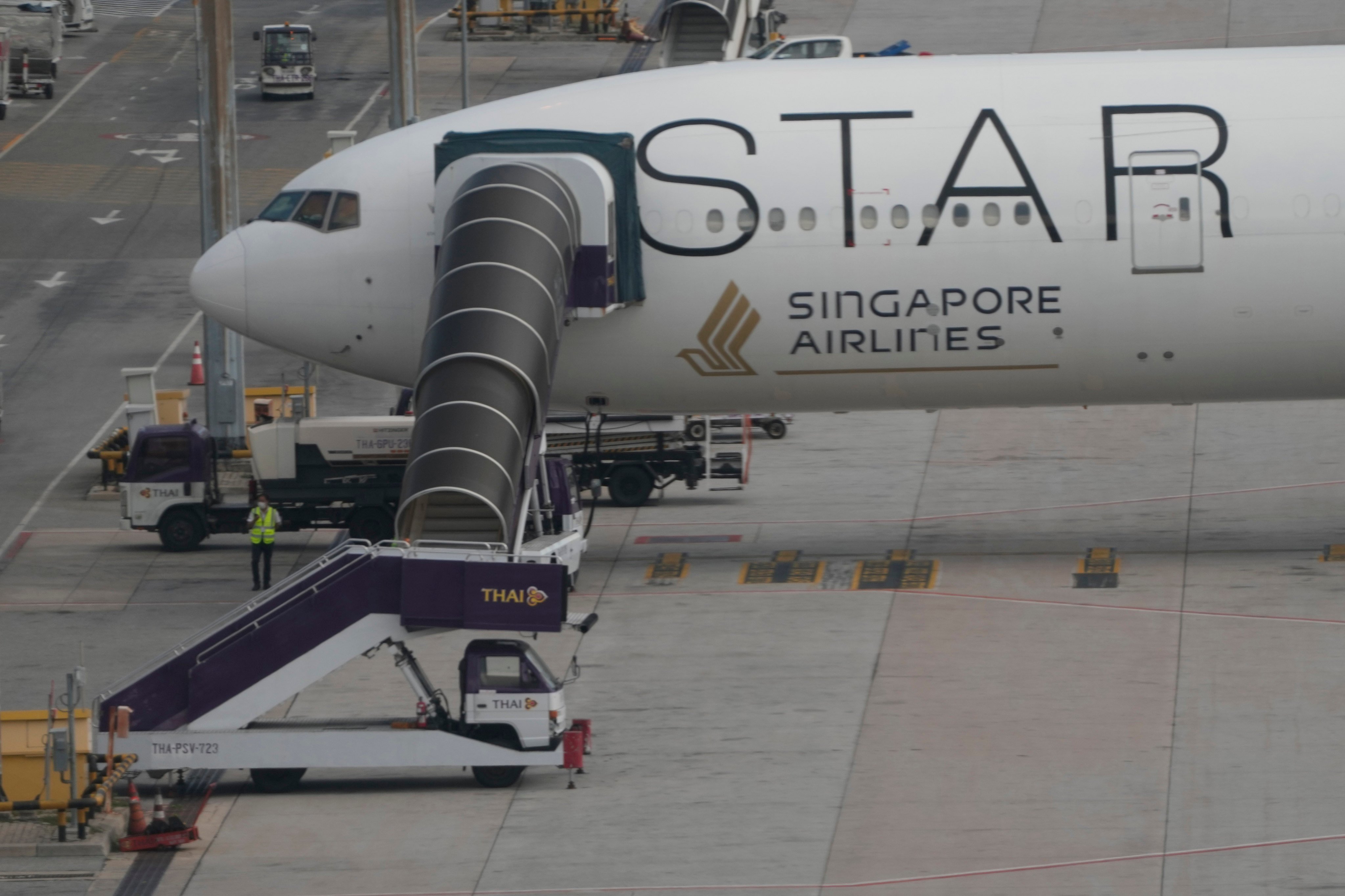 The Singapore Airlines aircraft that operated flight SQ321, which was hit by severe turbulence, returned to Singapore on Sunday. Photo: AP