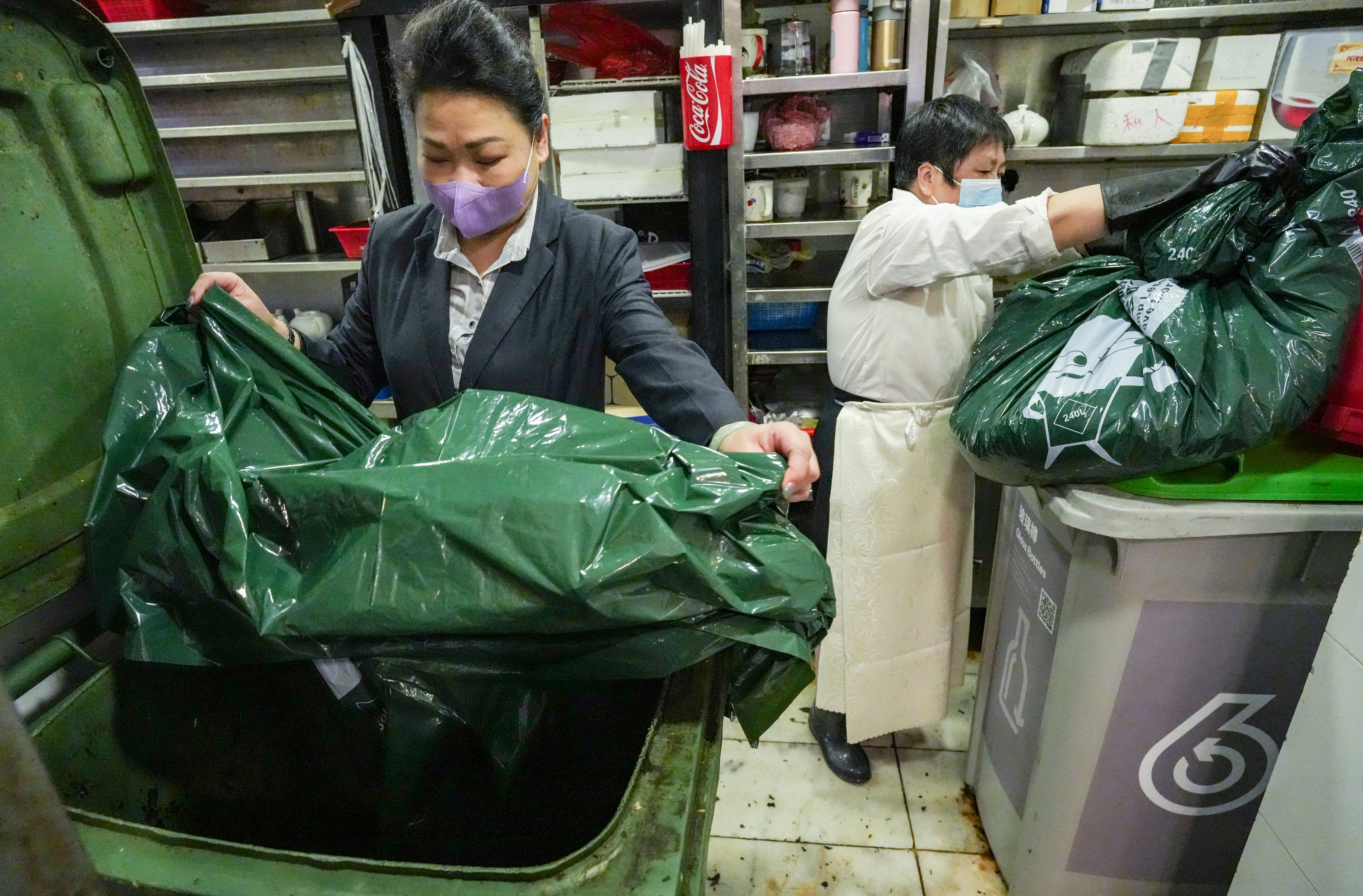 A catering industry leader has said the policy might cost larger restaurants an extra HK$8,000 to HK$10,000 every month to buy the designated bags and handle waste. Photo: May Tse