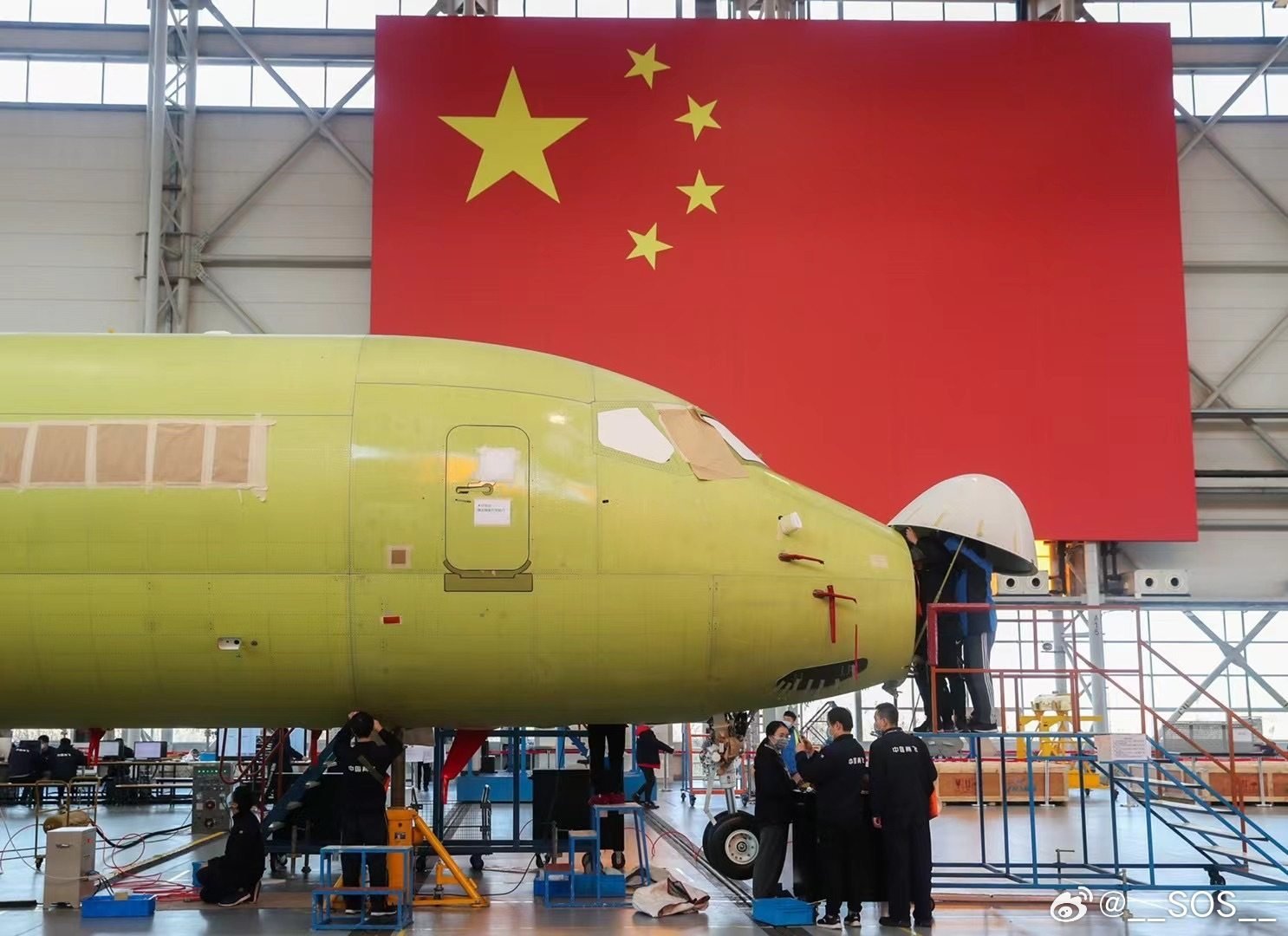 China’s maker of the C919 passenger jet says its manufacturing process will become more automated and intelligent. Photo: Weibo