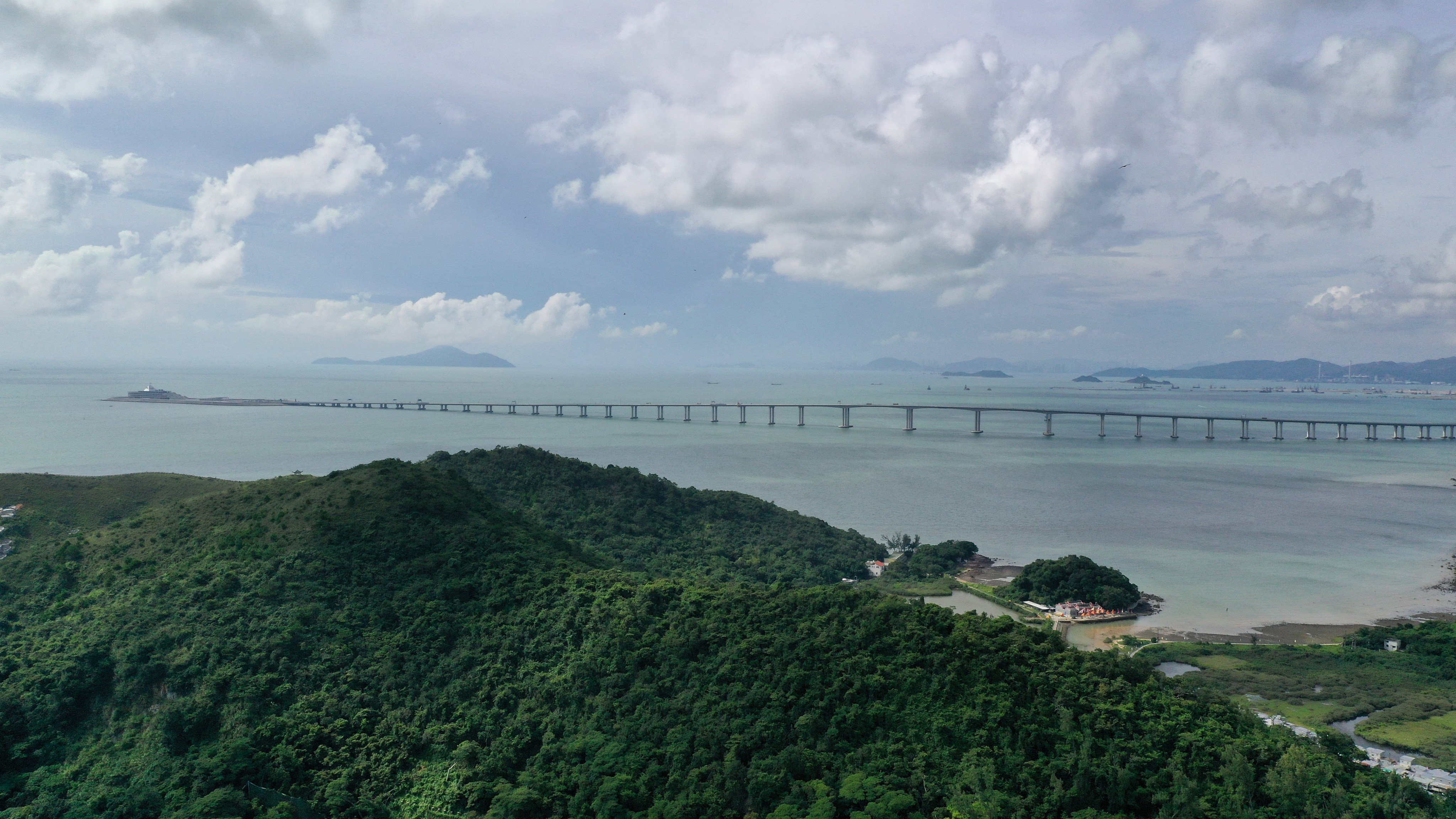 An aerial view of the Hong Kong-Zhuhai-Macau Bridge from Tai O. To improve tourism, Hong Kong can be packaged with the rest of the Greater Bay Area. Photo: Nora Tam