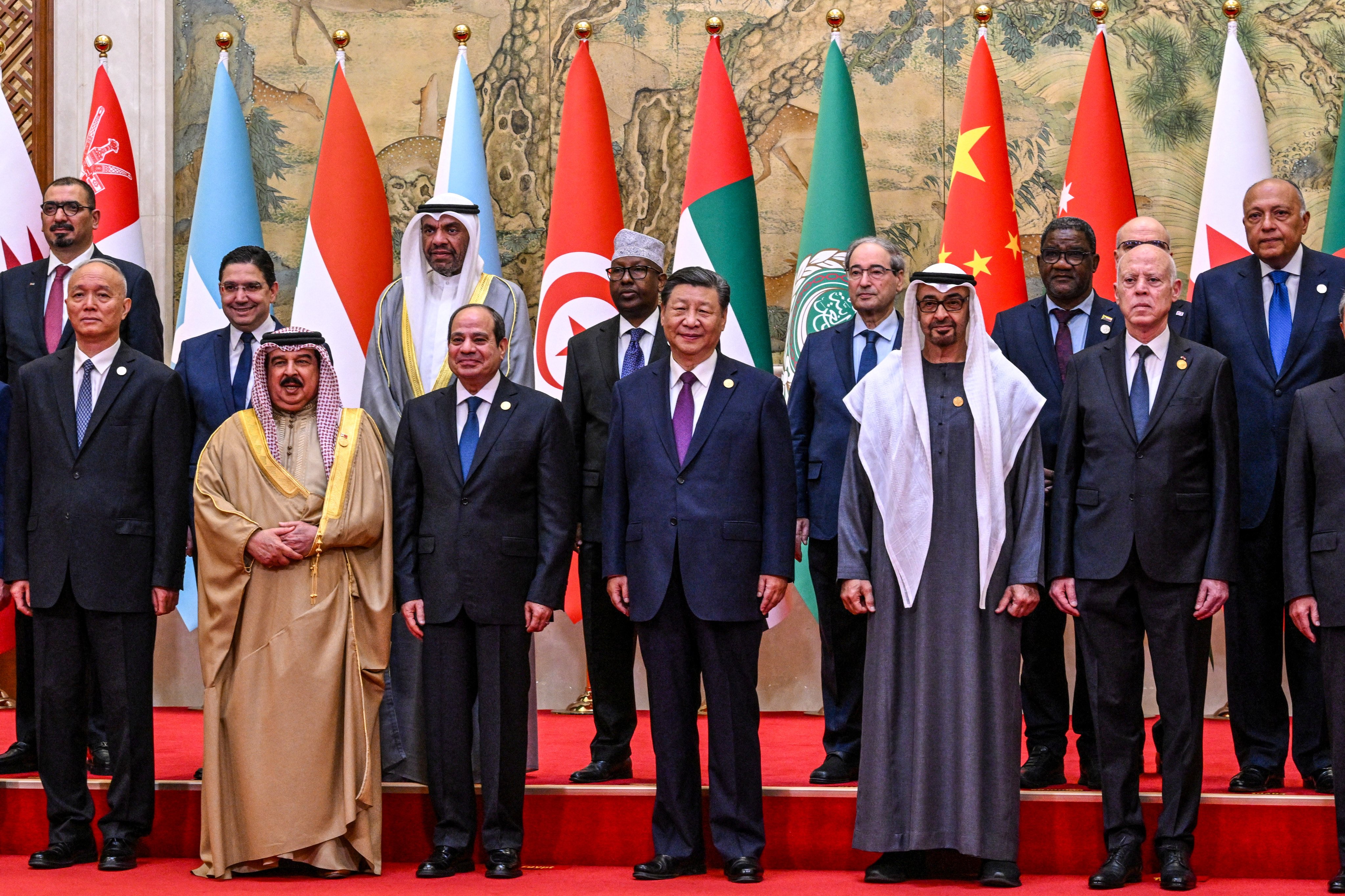 China’s President Xi Jinping appears for a group photo with Arab leaders at the 10th ministerial meeting of the China-Arab States Cooperation Forum in Beijing on Thursday. China is seeking to strengthen relations with Arab states as a model for maintaining world peace and stability, Xi was quoted as saying by state media at the gathering. Photo: Reuters