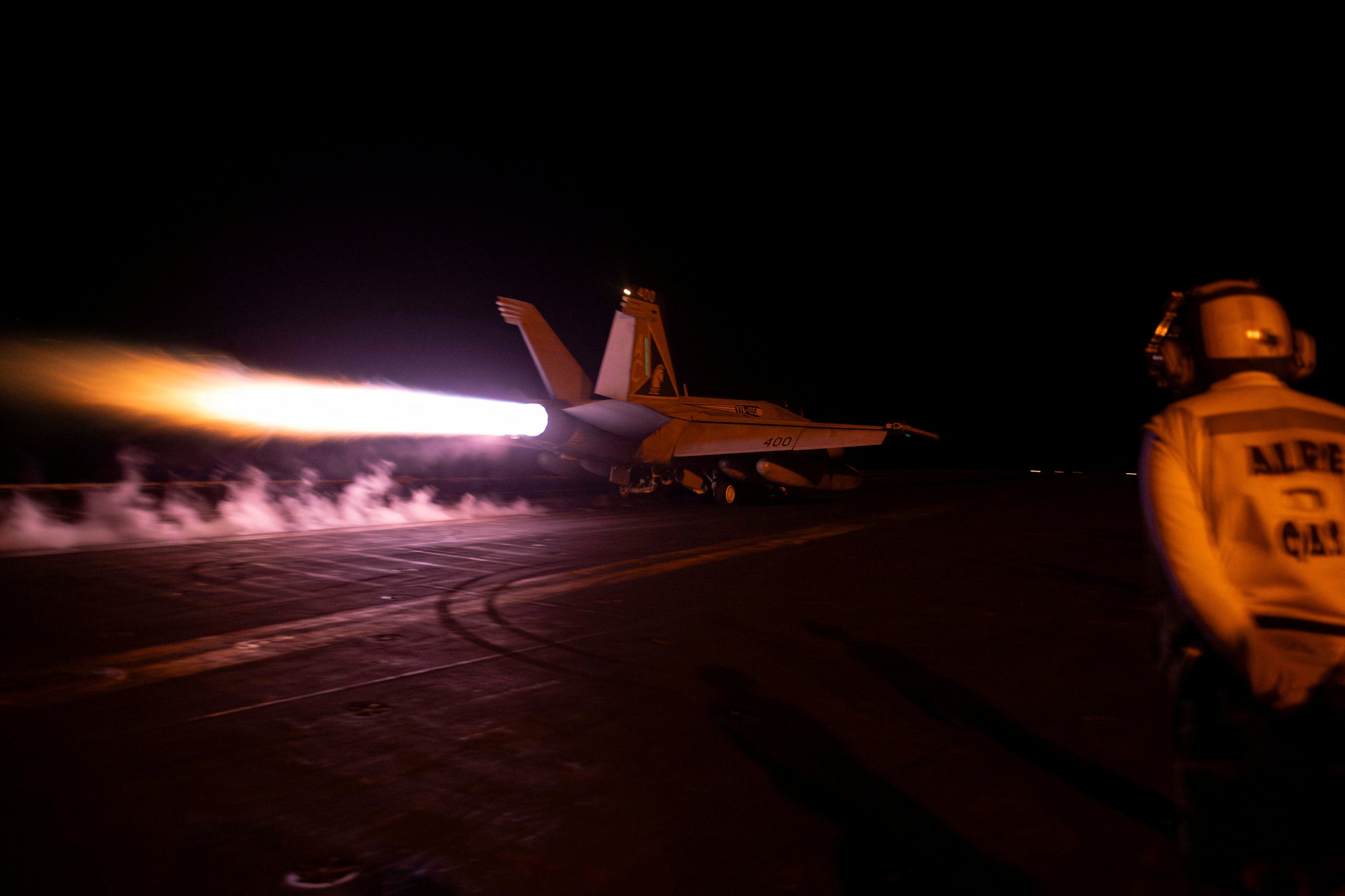A fighter jet being launched from the USS Dwight D. Eisenhower in February. File photo: US Navy via Reuters