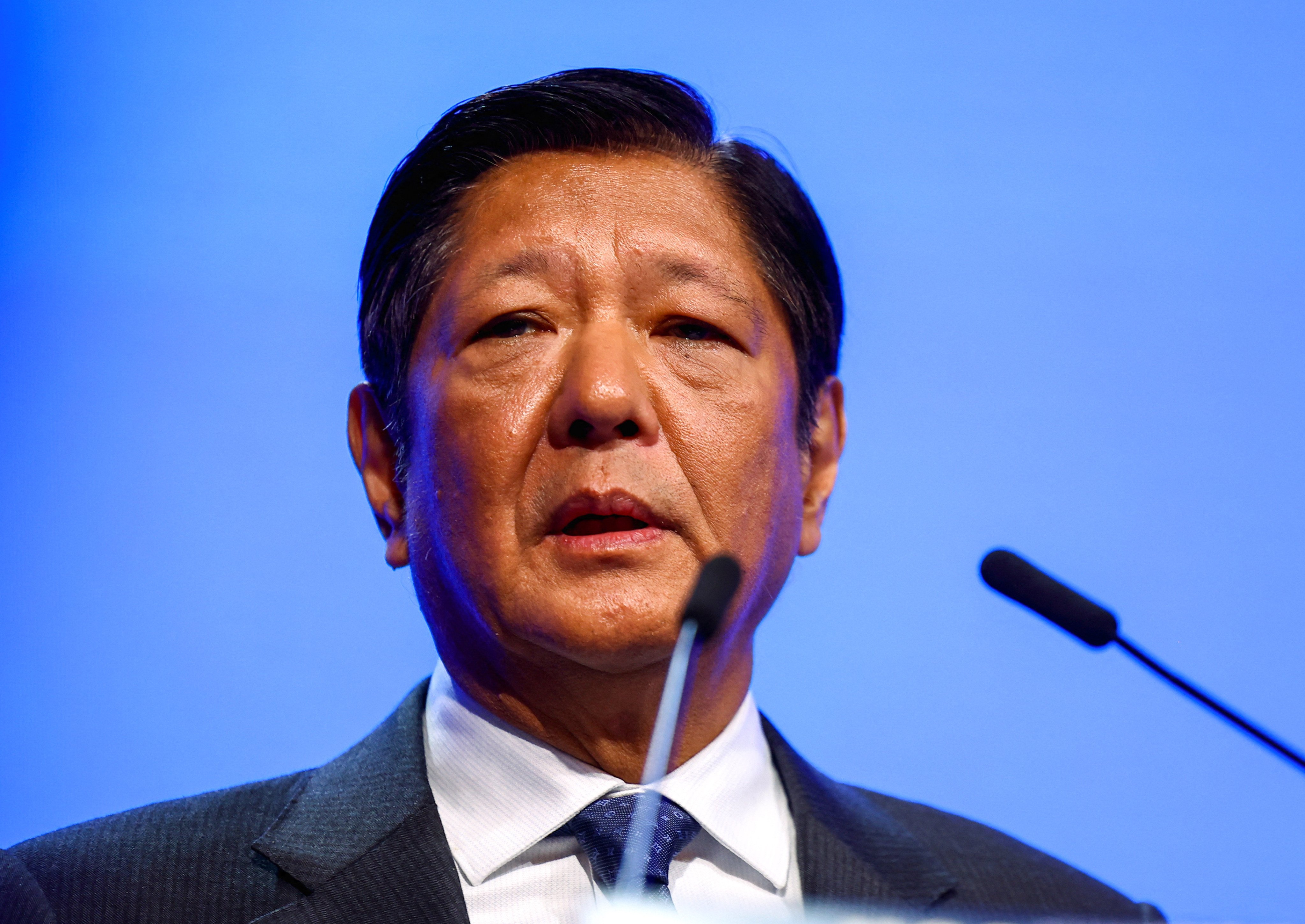 Philippine President Ferdinand Marcos Jnr delivers a keynote address at the Shangri-La Dialogue in Singapore. Photo: Reuters