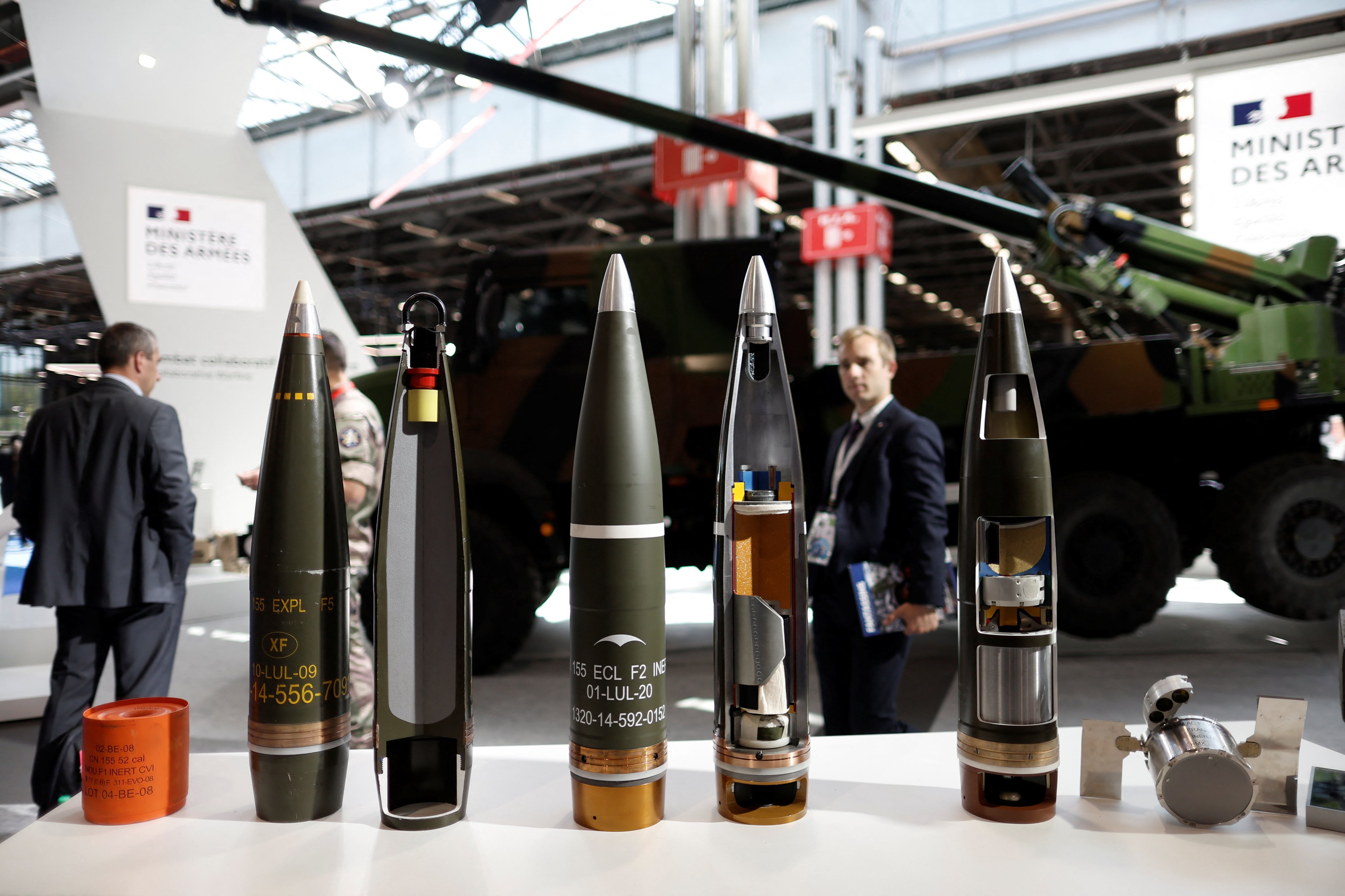 Artillery shells are displayed at the Eurosatory international defence and security exhibition near Paris, France in June 2022. Photo: Reuters