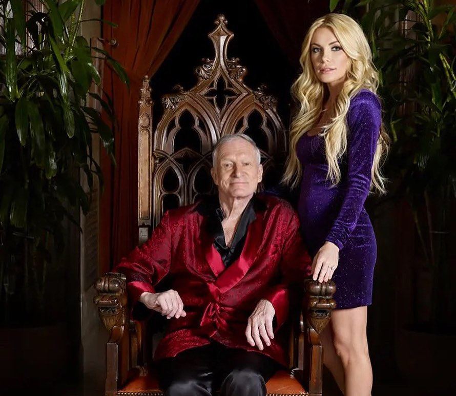 Crystal Harris Hefner poses with her former husband, the late Playboy founder Hugh Hefner, at the Playboy Mansion, back in the day. Photo: @crystalhefner/Instagram