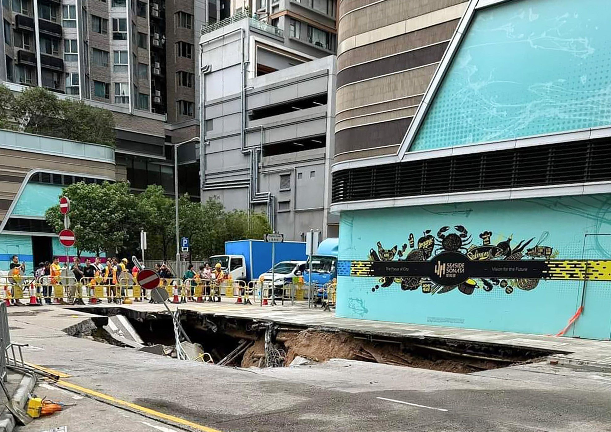 Busy Hong Kong road closed for a week as subsidence leaves huge 4