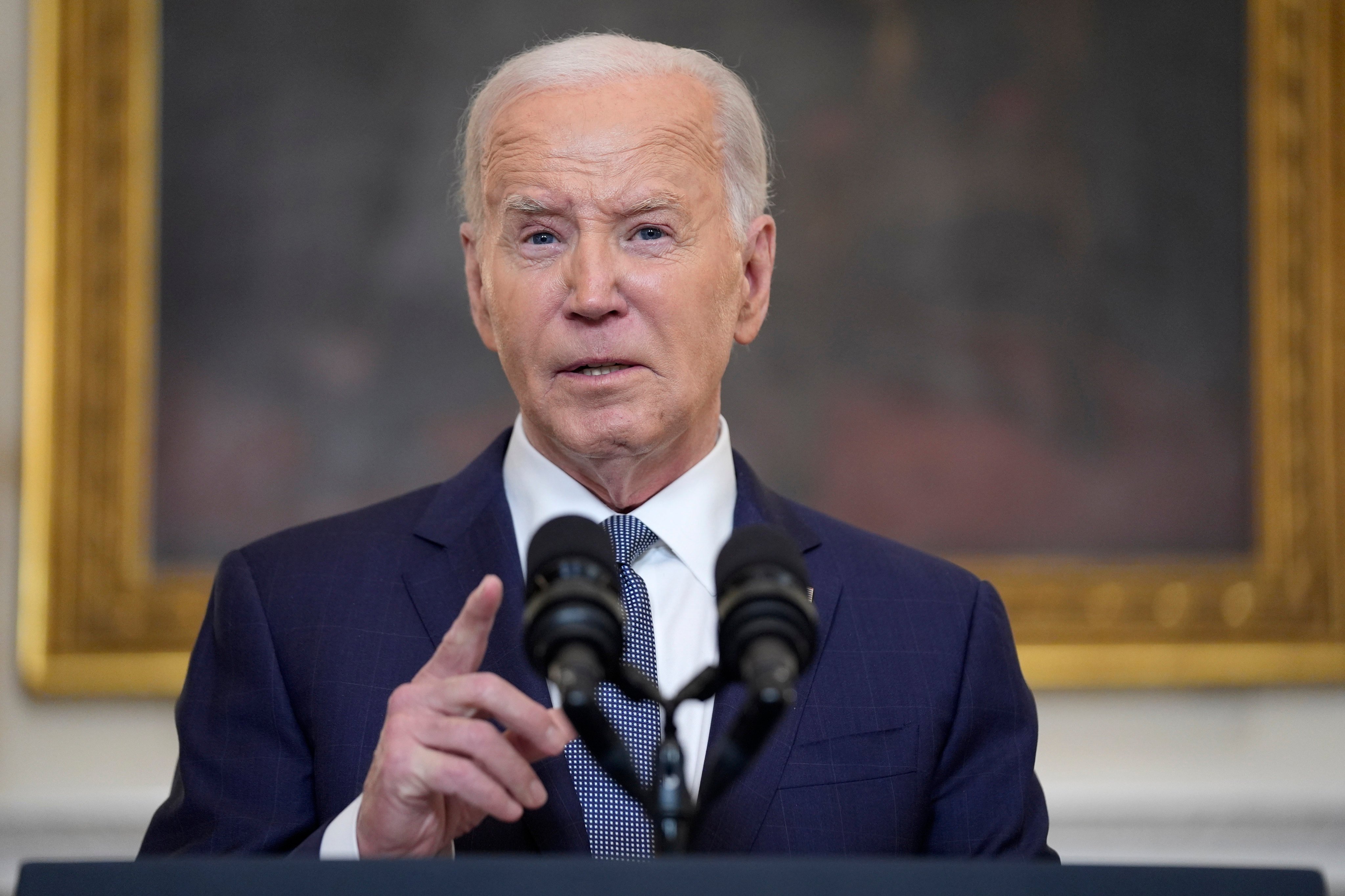 US President Joe Biden speaks at the White House on Friday. Photo: AP