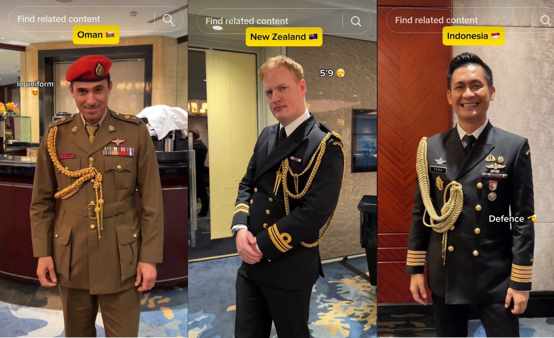 Military personnel featured in the TikTok video on the Shangri-La Dialogue in Singapore on May 31 to June 2. Photo: TikTok/ @mindefsg