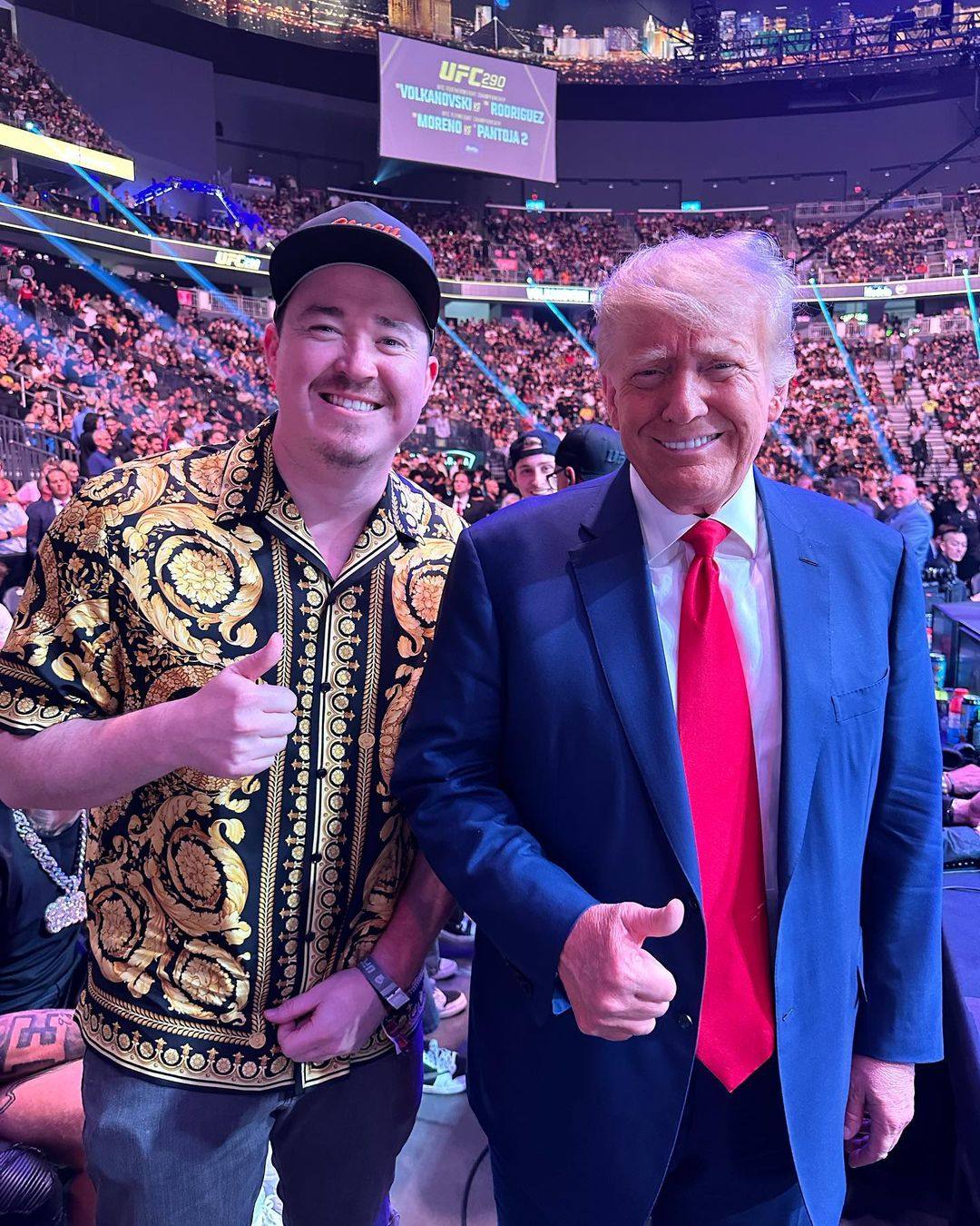 Who is Shane Gillis, pictured here with Donald Trump, and what has he been up to since being “cancelled”? Photo: @shanemgillis/Instagram