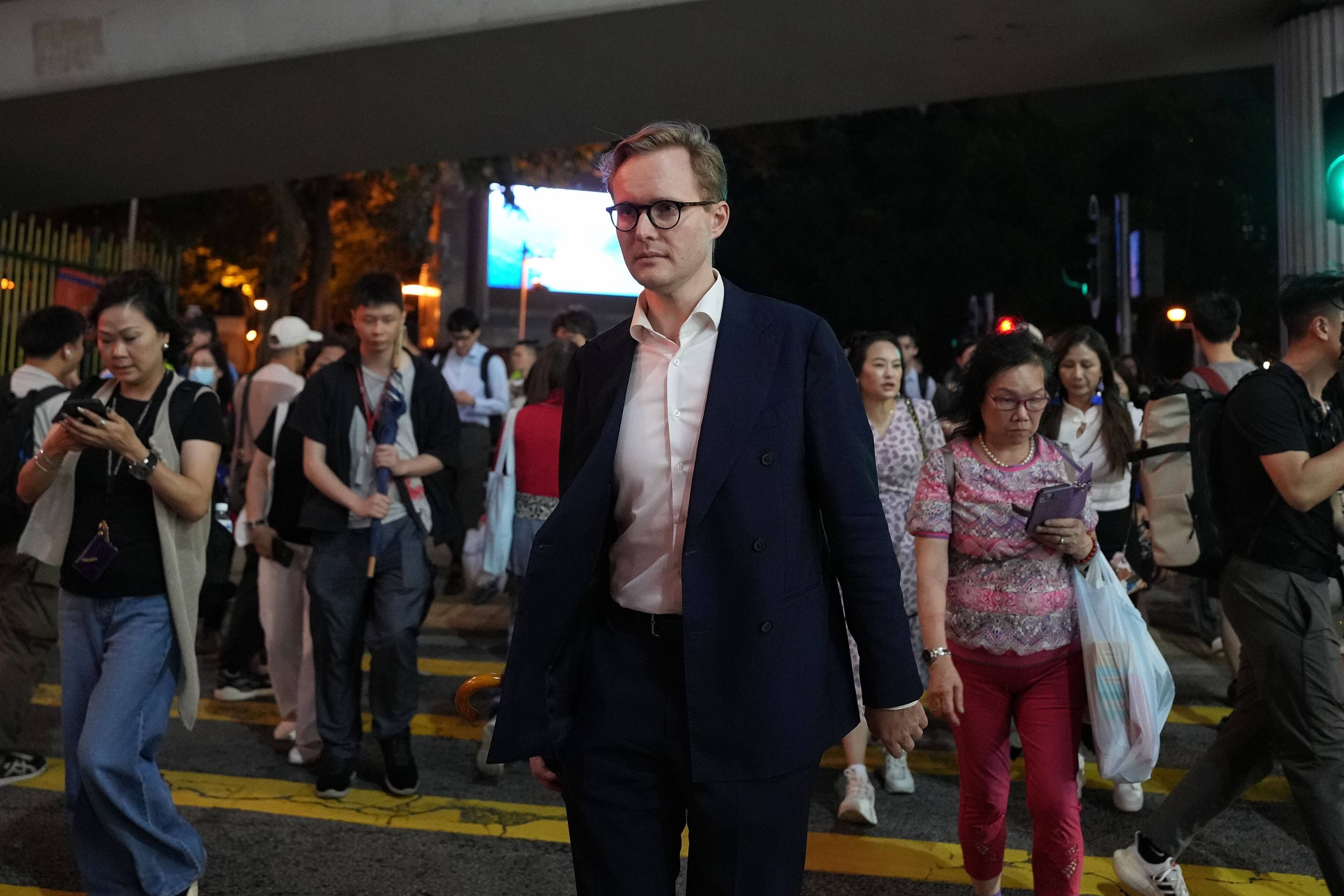 European Union office deputy head Matthias Kaufmann in Causeway Bay on Tuesday night. Photo: Elson Li