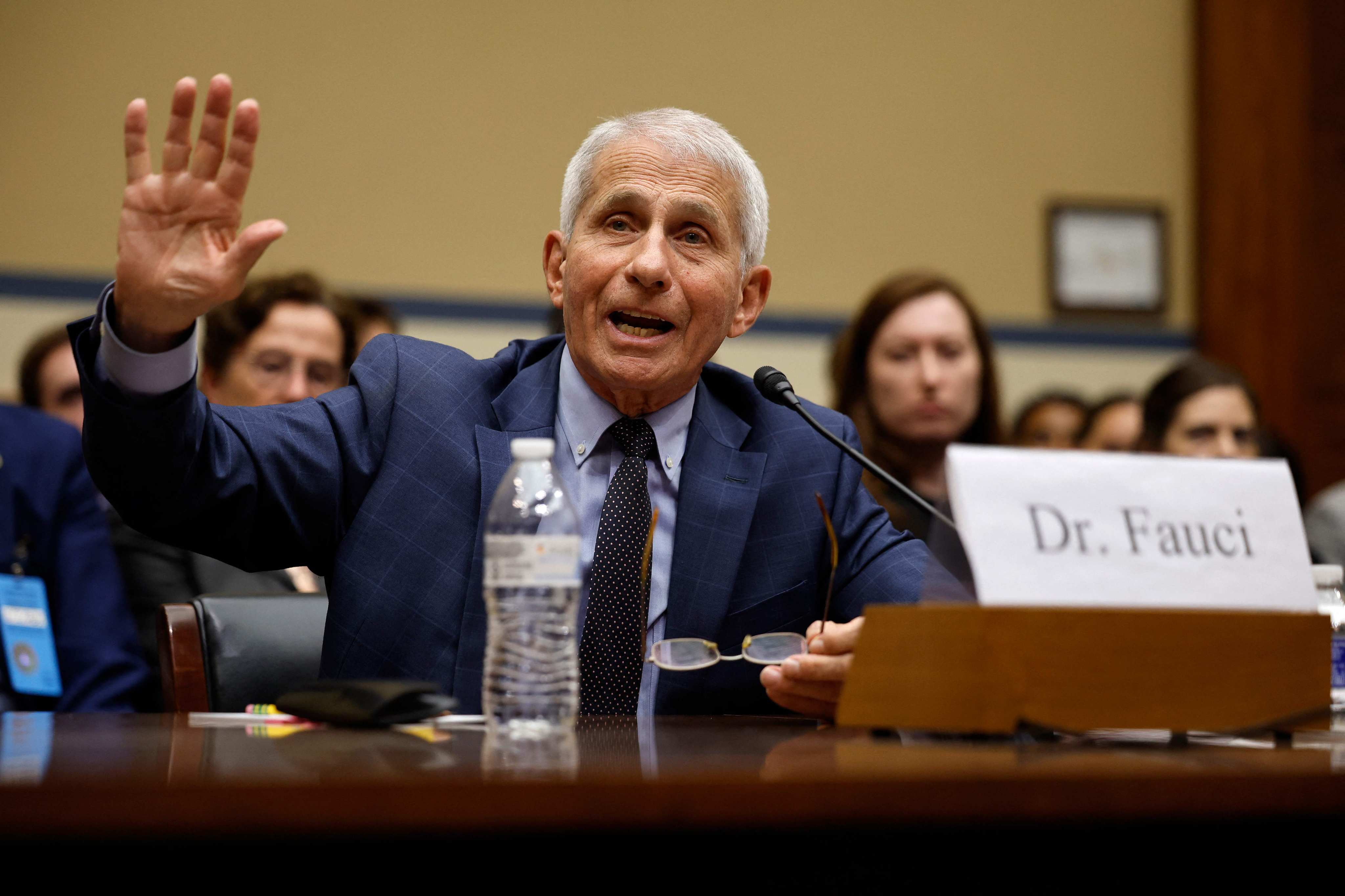 Dr Anthony Fauci, former director of the National Institute of Allergy and Infectious Diseases, testifies in Washington on Monday. Photo: Getty Images/AFP