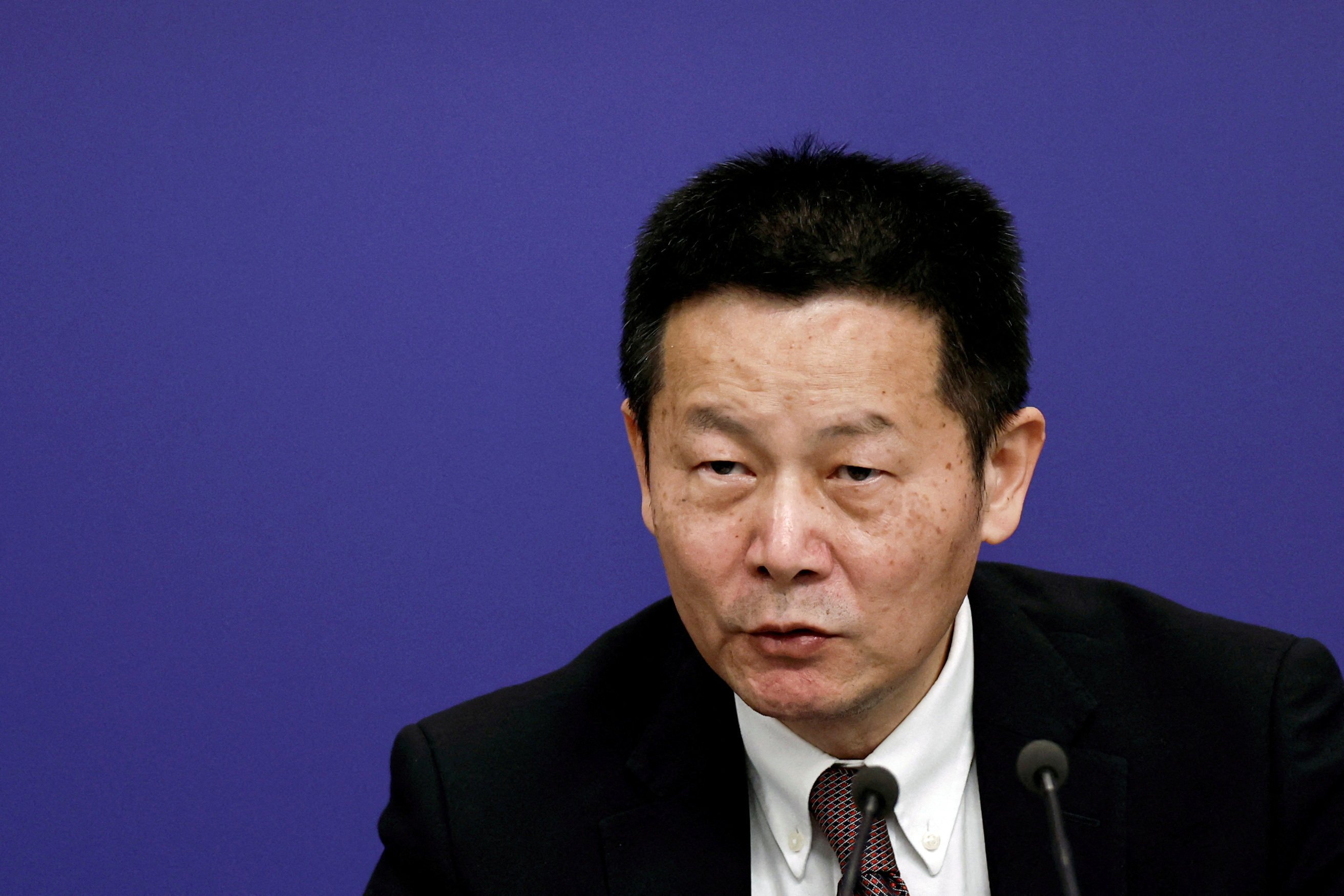 China Securities Regulatory Commission Chairman Wu Qing attends a press conference on the sidelines of the National People’s Congress in Beijing on March 6, 2024. Photo: Reuters