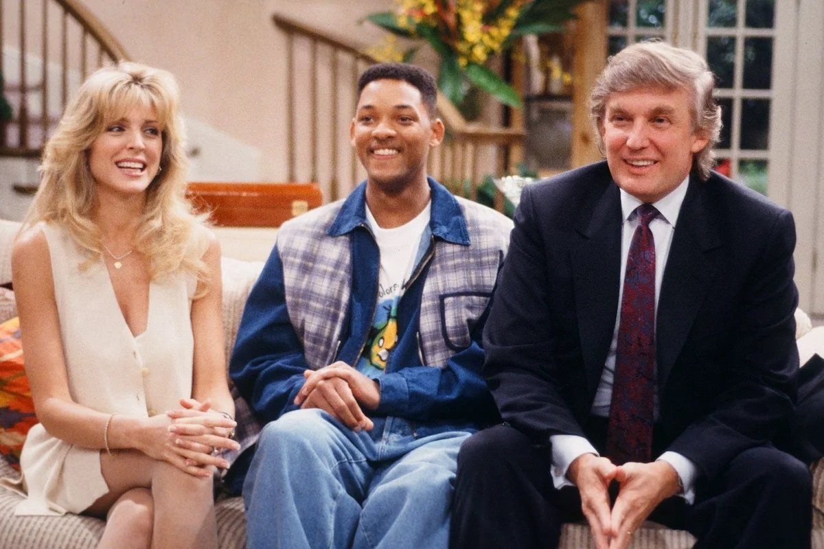Marla Maples, Will Smith and Donald Trump in an episode of The Fresh Prince of Bel Air. Photo: NBC