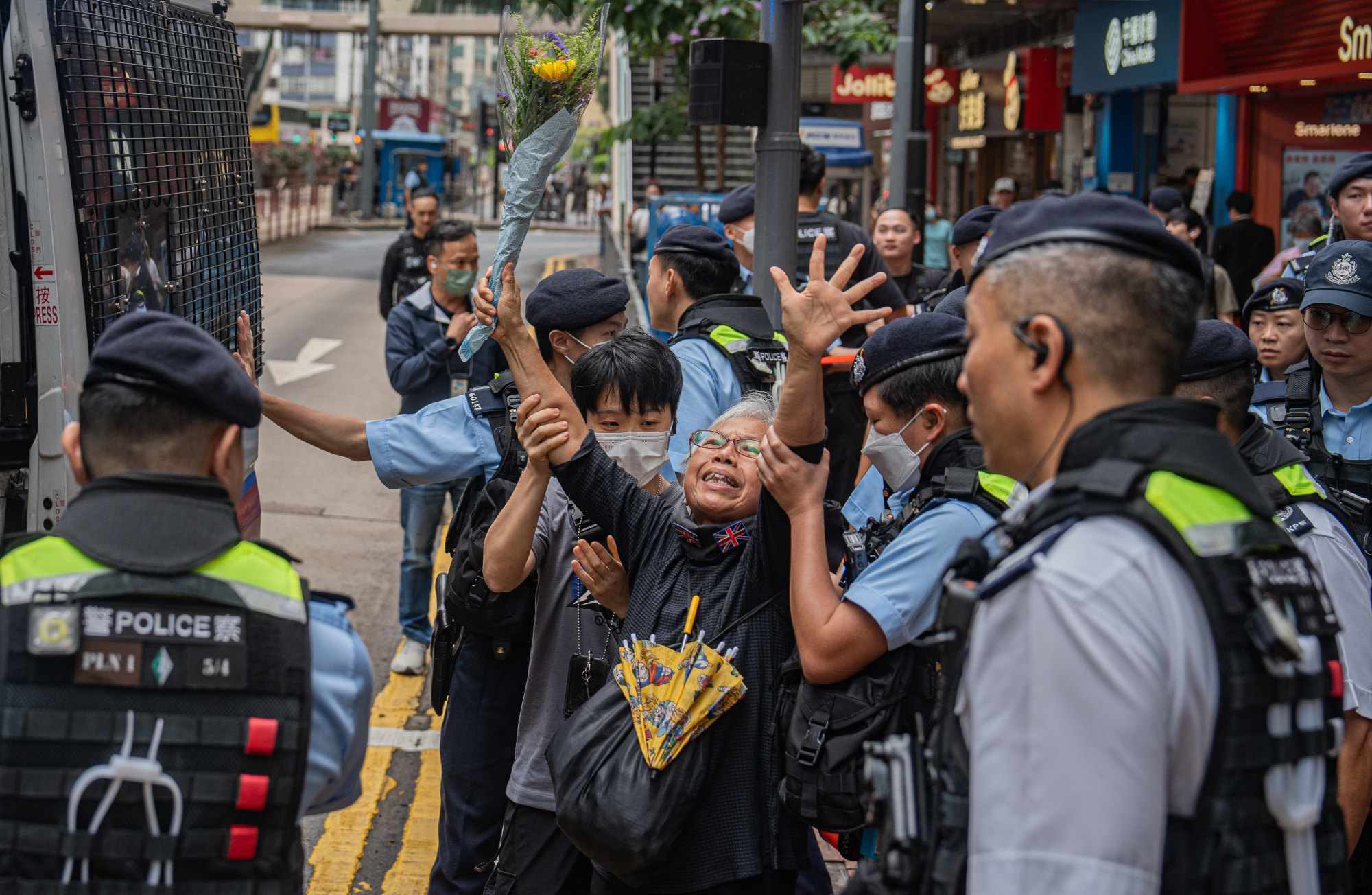 A source has said activist Alexandra Wong (centre) was among those arrested on Tuesday. Photo: EPA-EFE