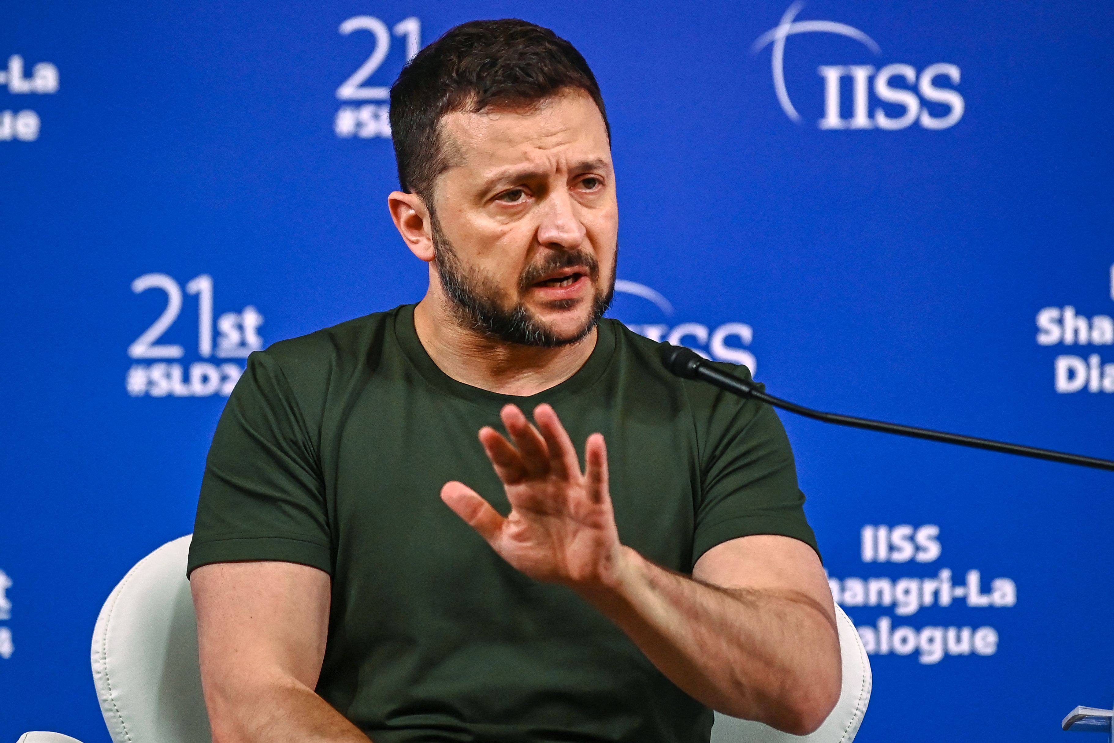 Ukraine’s President Volodymyr Zelensky criticised China’s stance on the Russian invasion at the Shangri-La Dialogue in Singapore on Sunday. Photo: AFP