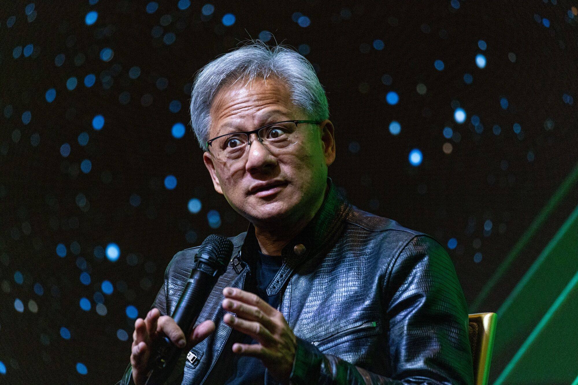 Jensen Huang, co-founder and chief executive officer of Nvidia Corp., during a news conference in Taipei, Taiwan, on Monday, June 4, 2024. Photo: Bloomberg