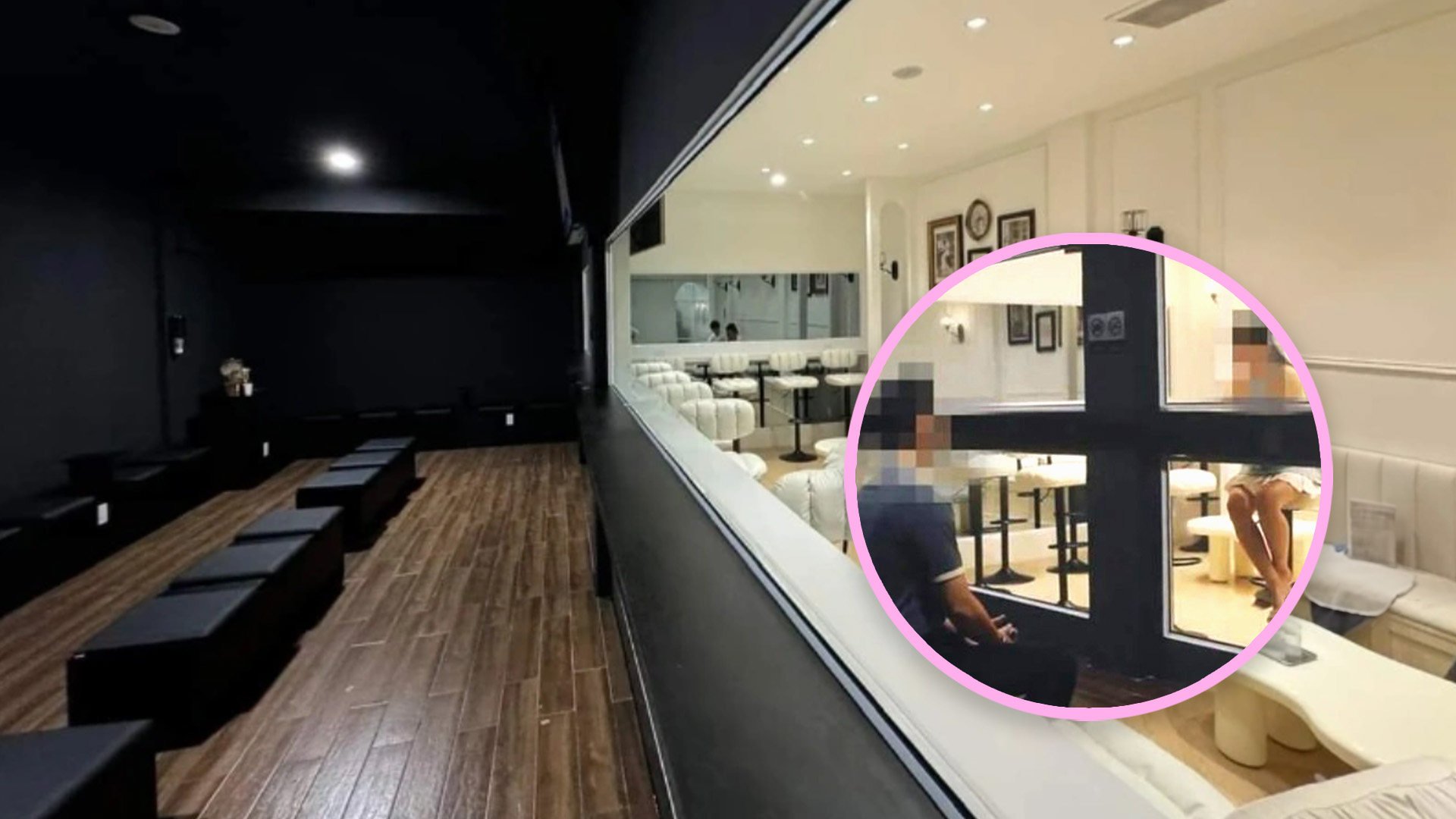 A “blind date” café in Vietnam is being investigated by police after it was found to be using a one way mirror to allow men to ogle women. Photo: SCMP composite/TikTok/QQ.com