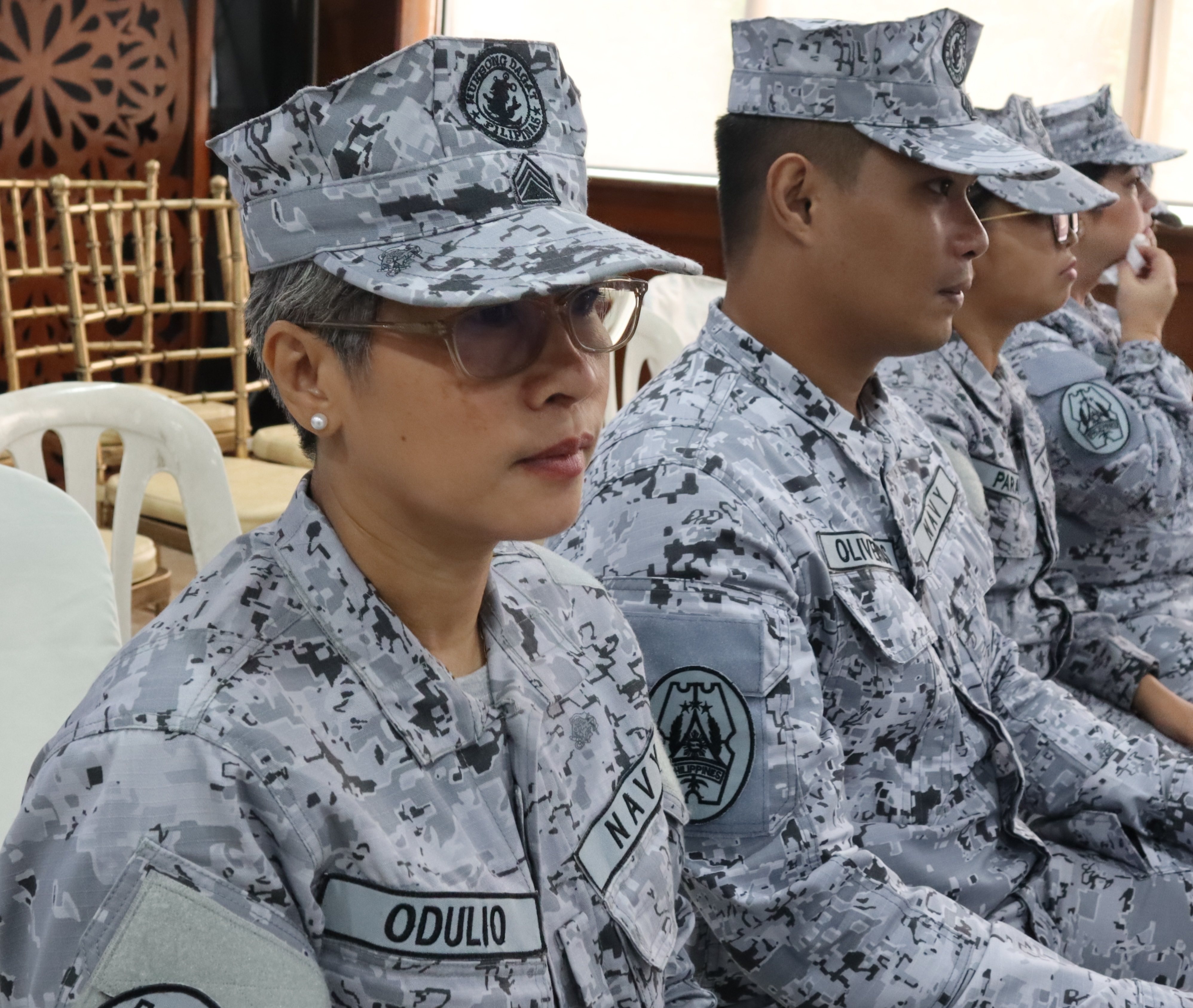 Navy reservist Scarlet Odulio (left) at the passing out ceremony in the navy headquarters in Manila, the Philippines. Photo: Raissa Robles