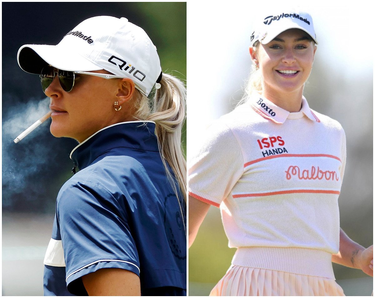 Iconic: Charley Hull’s on-course smoking has been compared to that of golfing legend John Daly. Photos: Getty Images, @charley.hull/Instagram