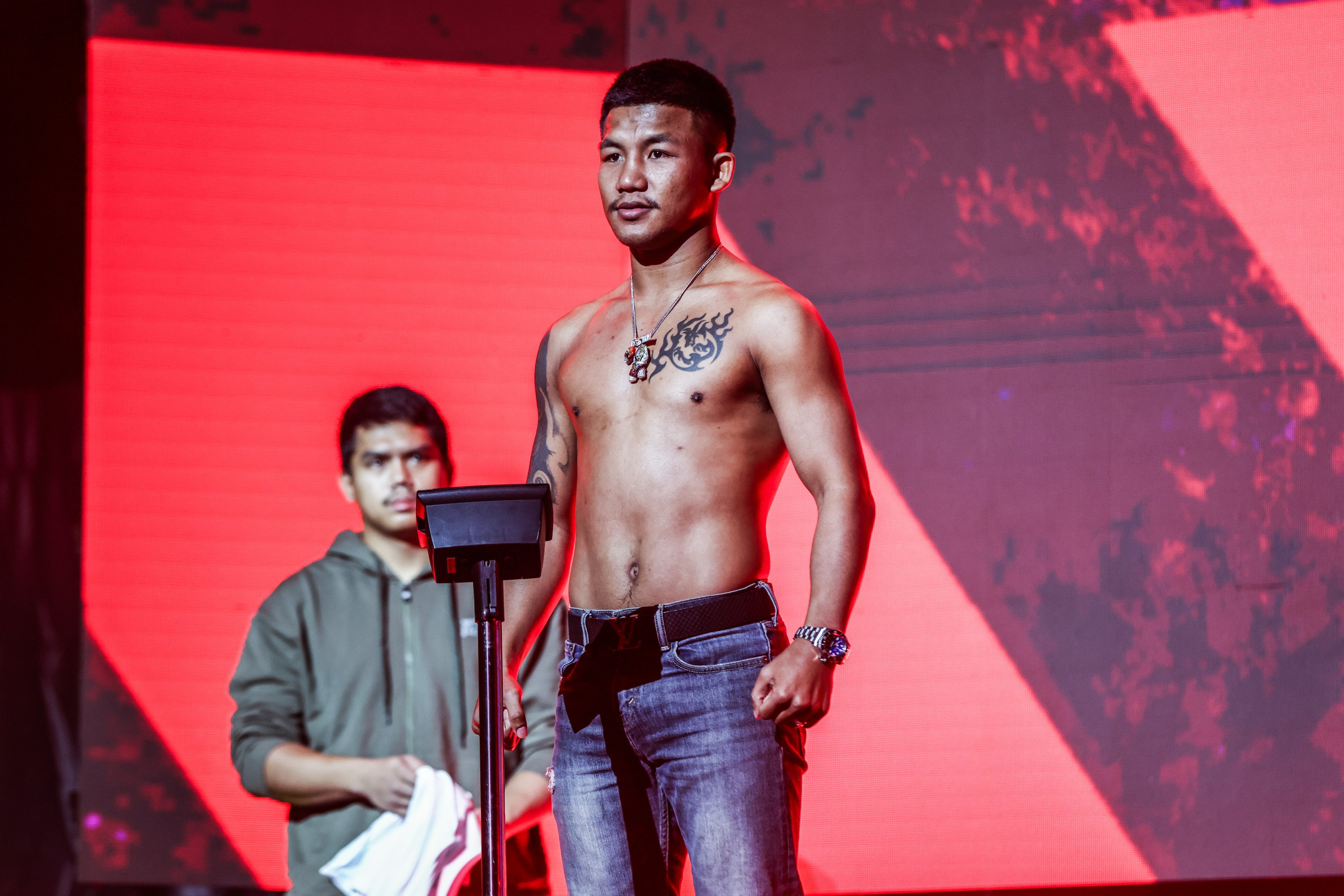 Rodtang appears overweight at the weigh-in. Photo: ONE Championship