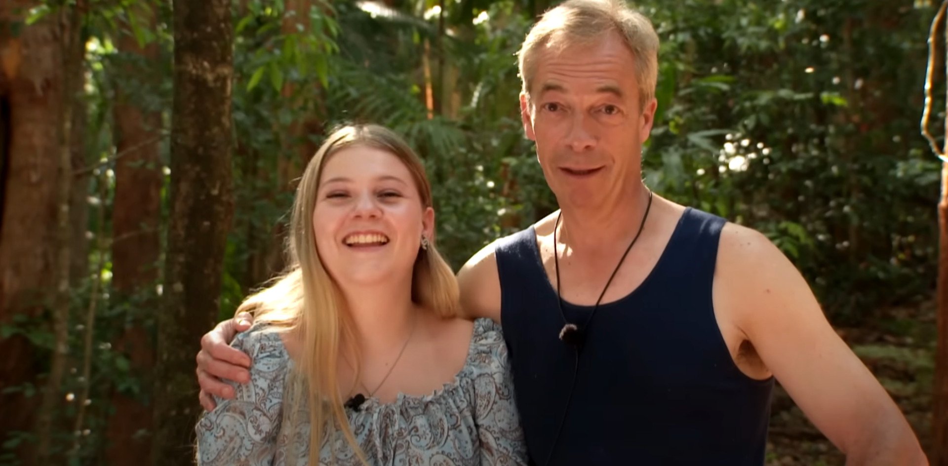 Nigel Farage with his daughter Isabelle. Photo: I’m a Celebrity... Get Me Out of Here!/YouTube 