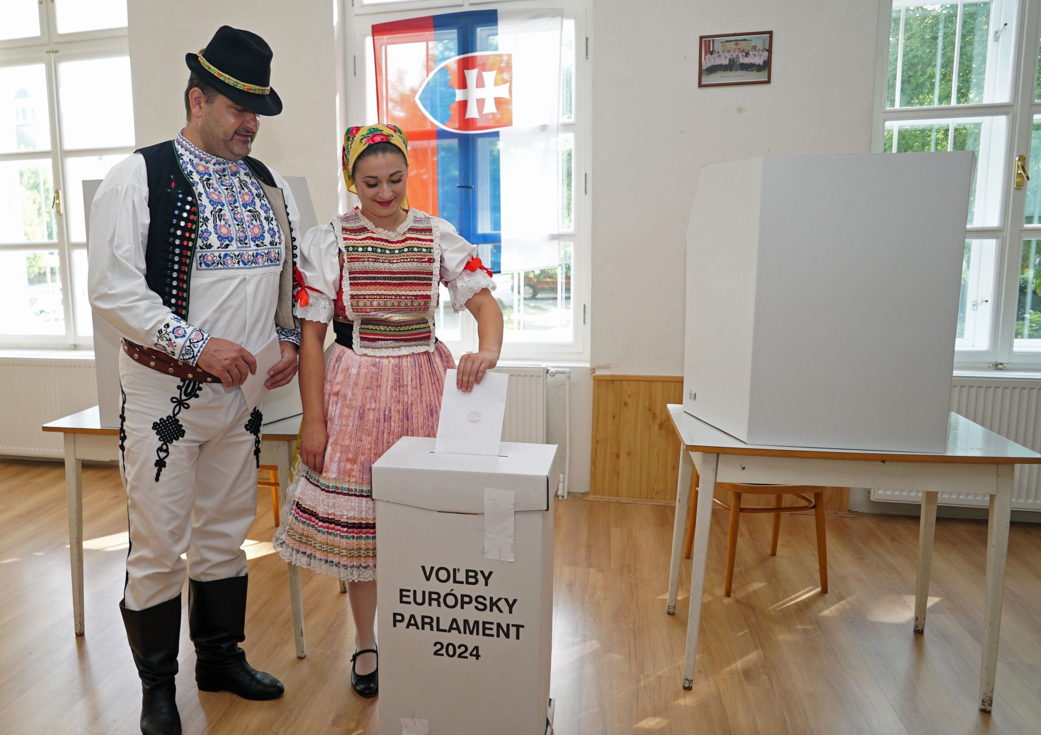 Citizens vote at a polling station in Komrna, Slovakia, on Saturday during the European Parliament elections. Photo: dpa 