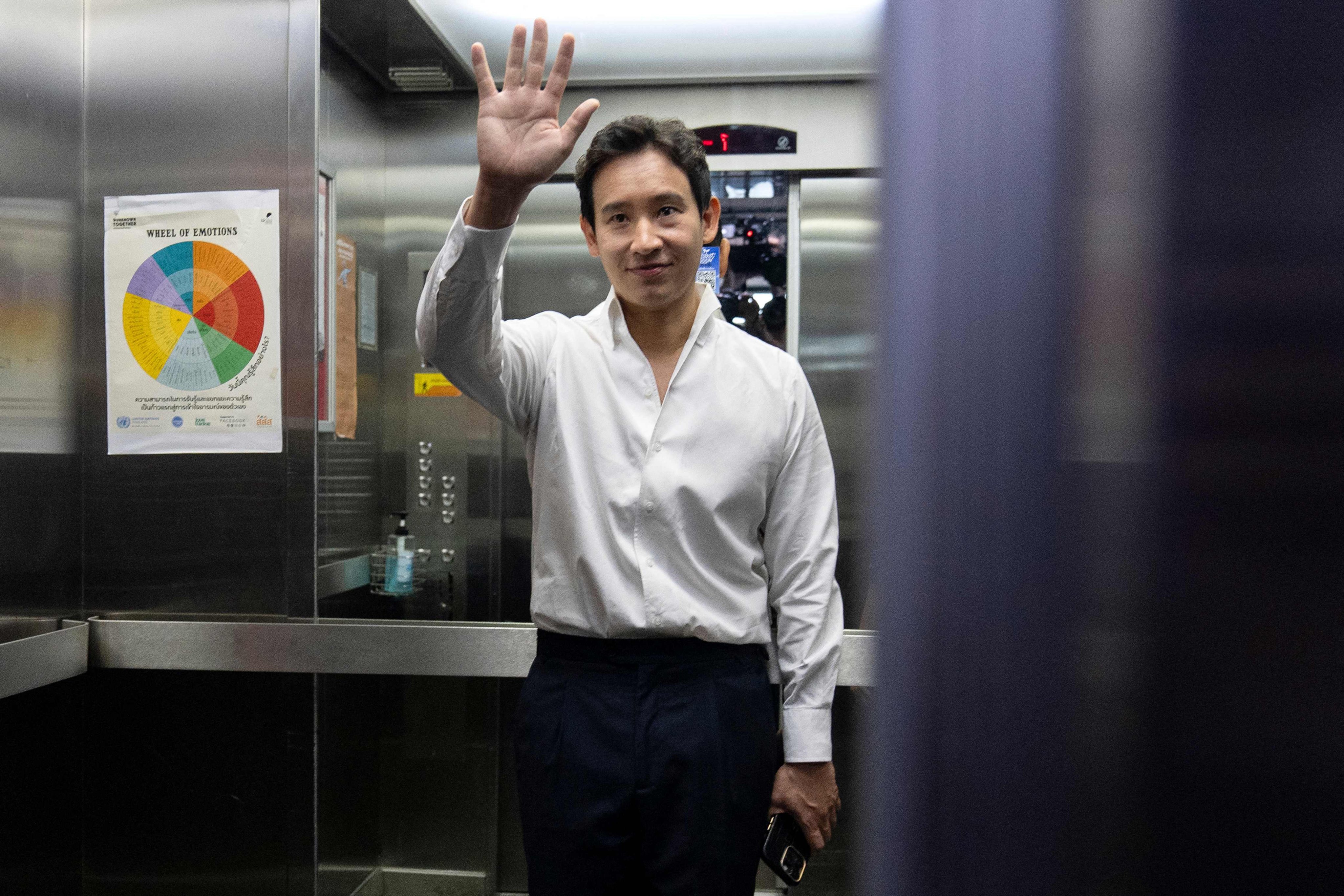 Former Thai prime ministerial candidate and ex-Move Forward Party leader Pita Limjaroenrat arrives at the party headquarters in Bangkok. Pita stepped down as party leader in September and is now an adviser to his successor Chaithawat Tulathon. Photo: AFP