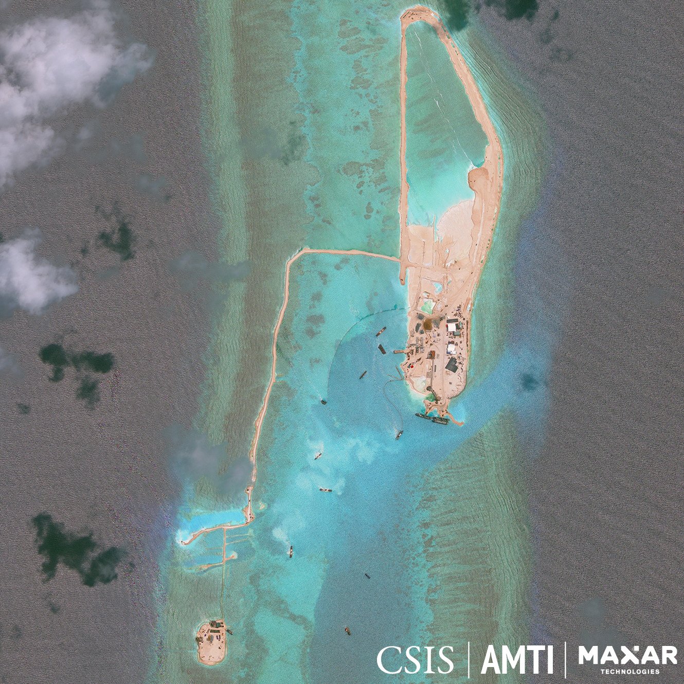 Vietnam has stepped up its construction work in the South China Sea this year:Photo: CSIS / AMTI