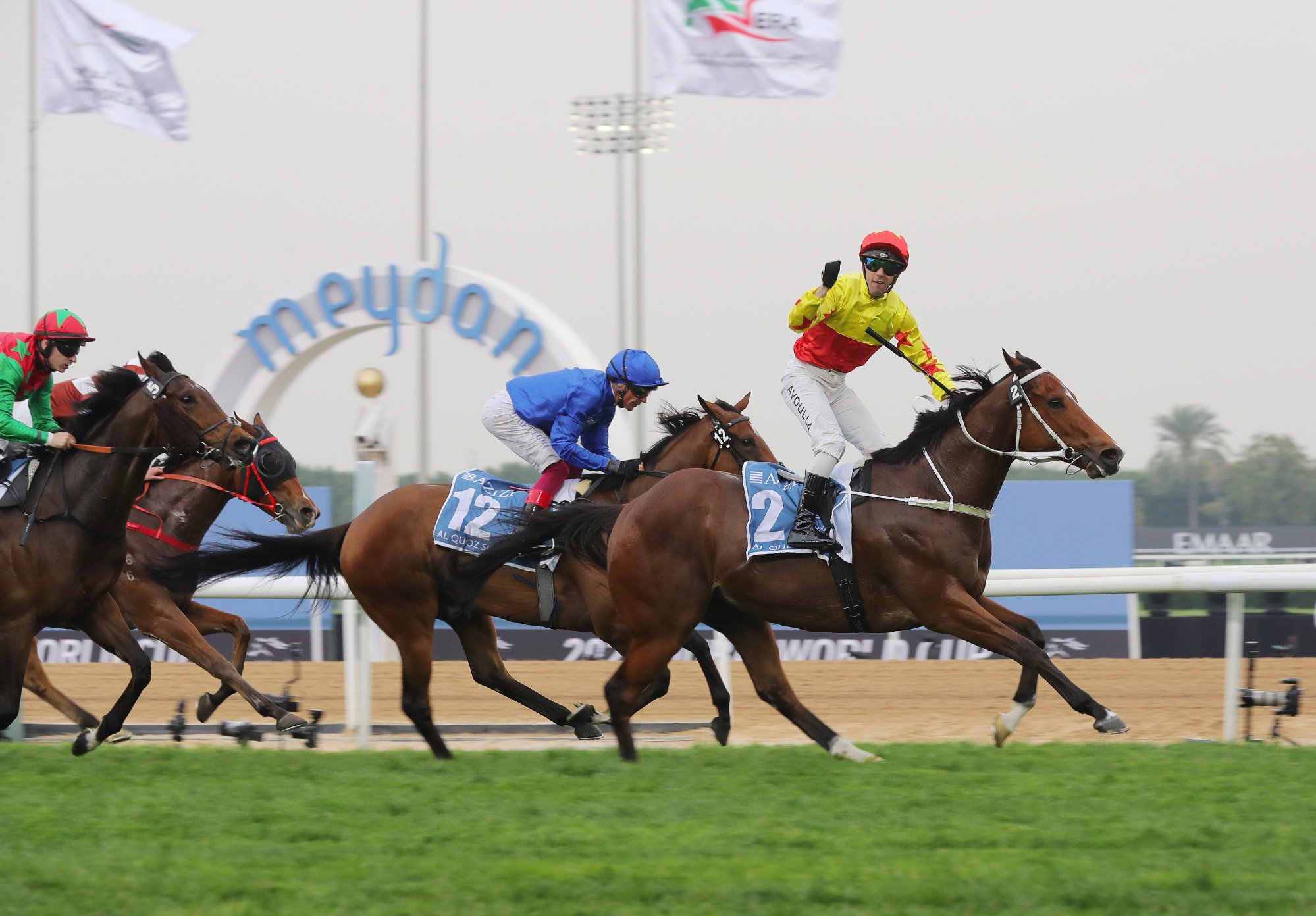 California Spangle wins the Al Quoz Sprint at Meydan with Brenton Avdulla on board.