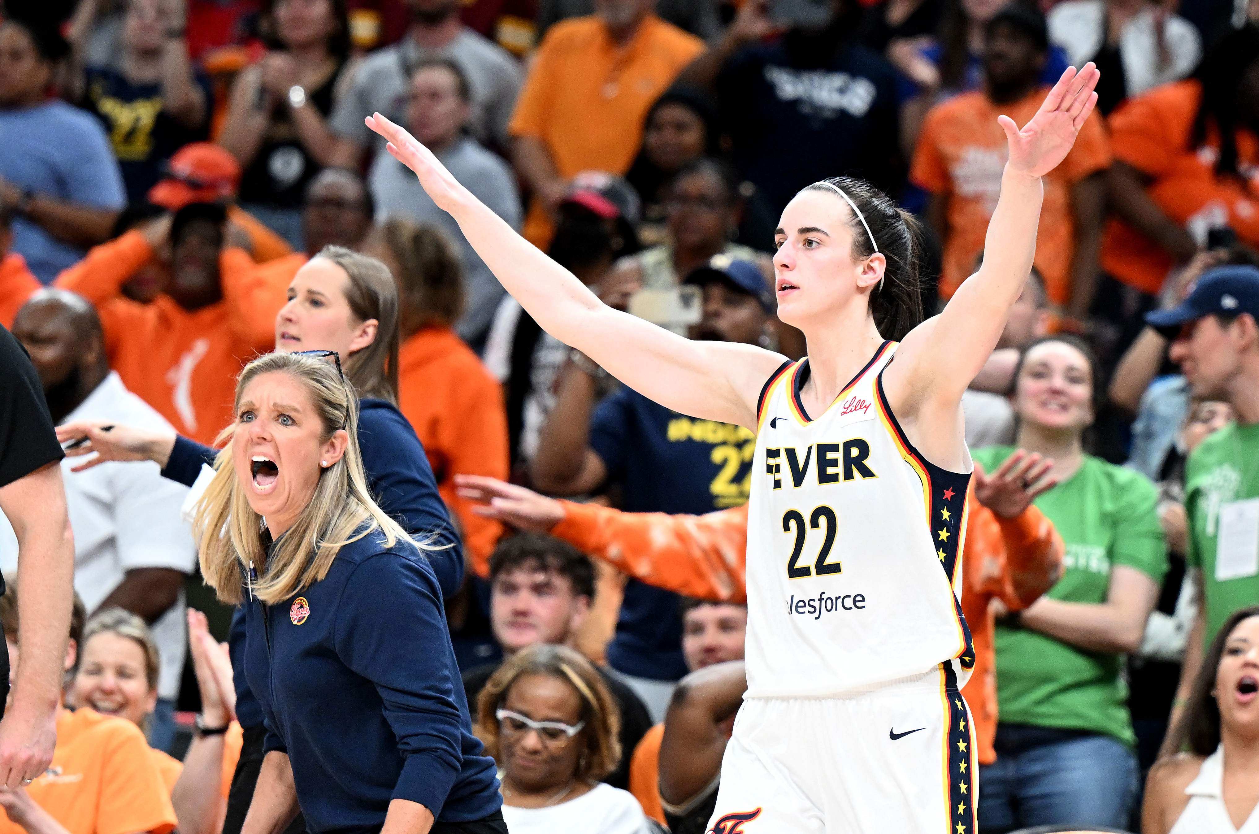 Indian Fever guard Caitlin Clark scored 30 points in her team’s 85-83 win over the Washington Mystics at Capital One Arena on Friday. Photo: Getty Images/AFP