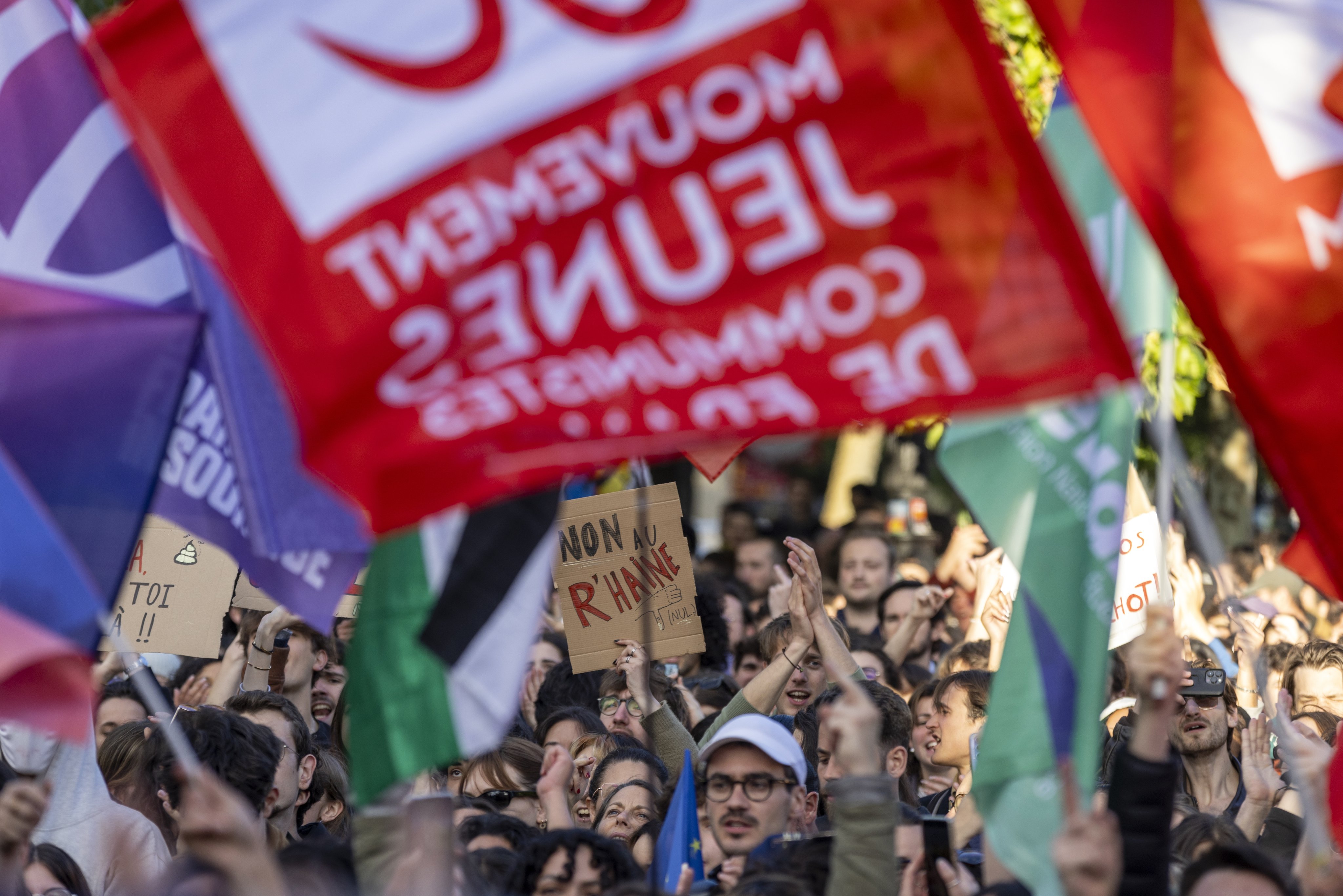 People protest against the French right-wing party National Rally following the results of the European elections, in Paris, France, on June 10. The party made significant gains in the European Union parliamentary elections. Photo: EPA-EFE