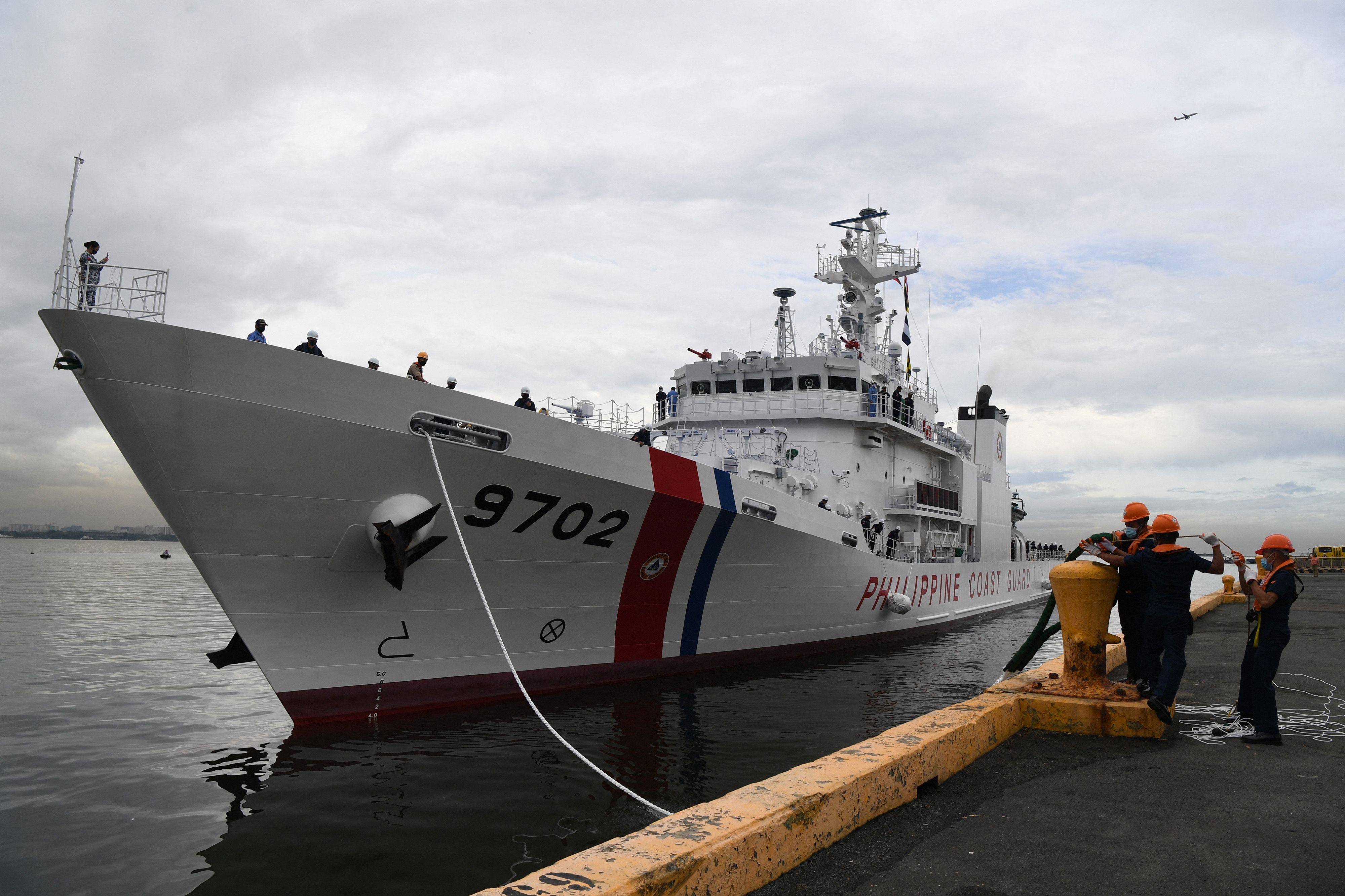 A coastguard vessel the Philippines newly acquired from Japan arrives at dock in Manila in 2022. Photo: AFP