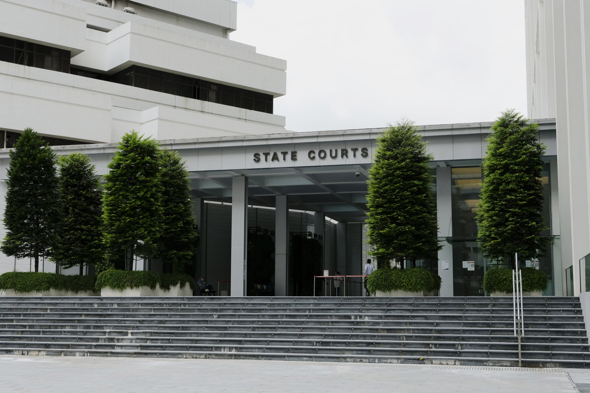 The main entrance of the State Courts in Singapore. Photo: AP