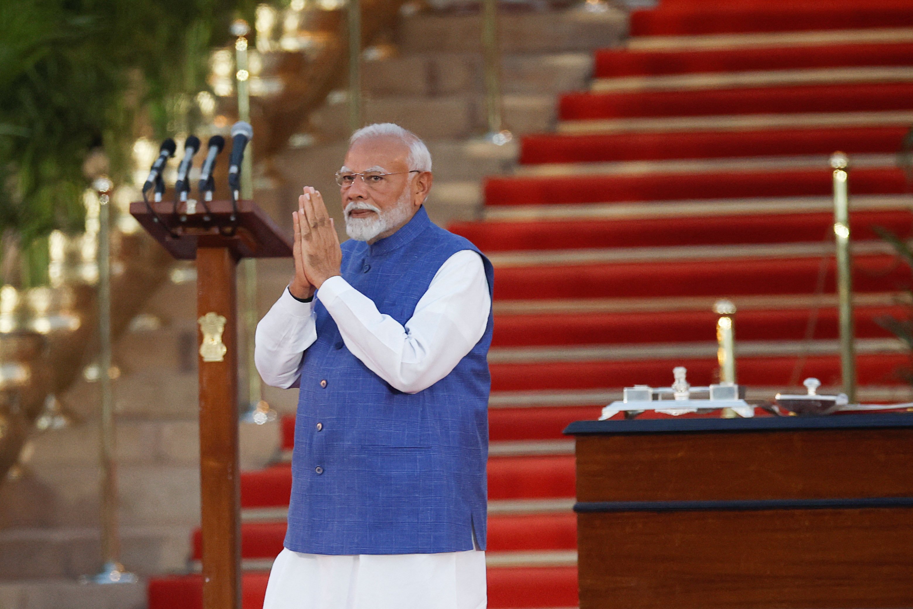 India’s Prime Minister Narendra Modi during a swearing-in ceremony at the presidential palace in New Delhi, India, on June 9. Photo: Reuters