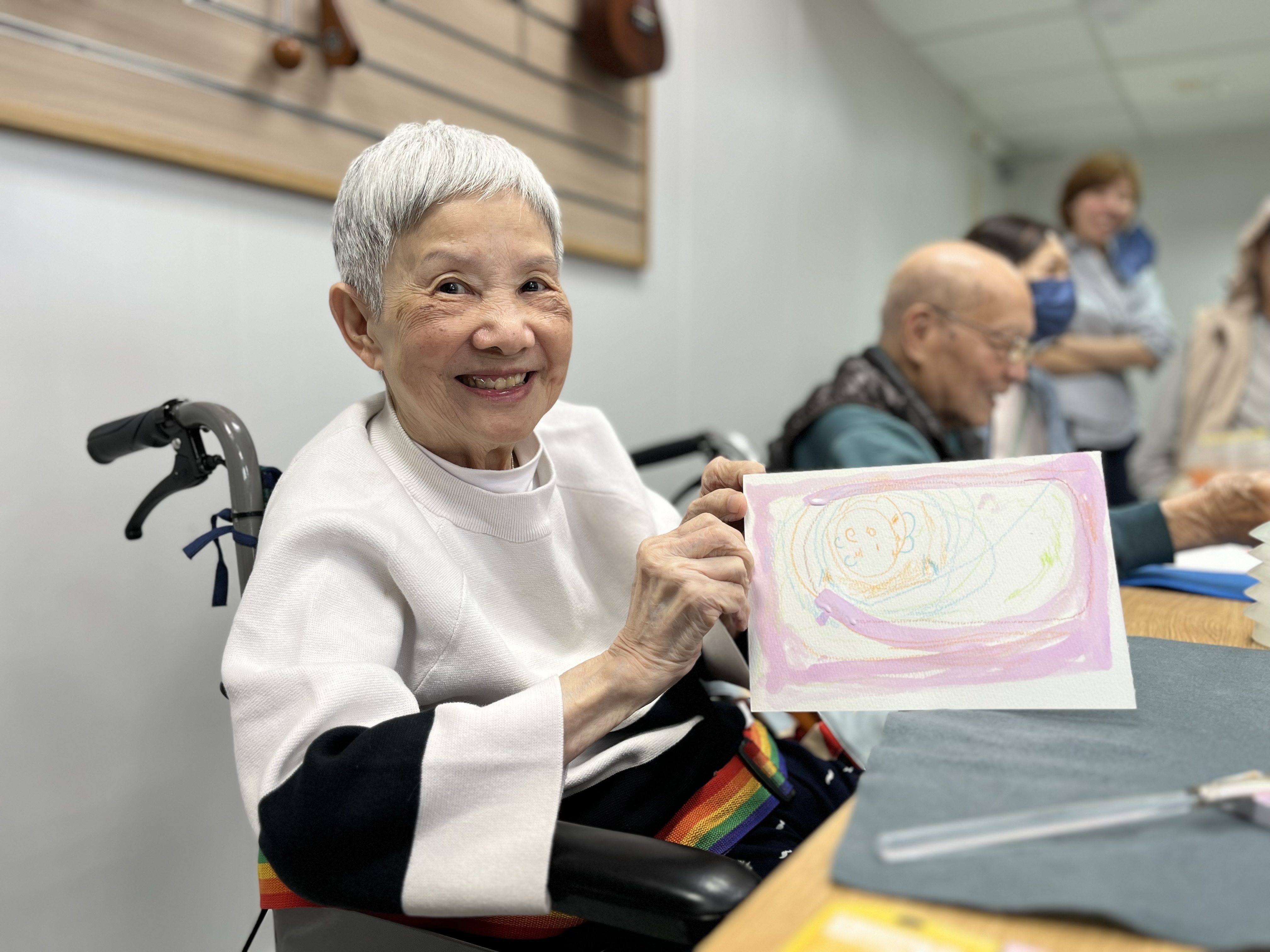 Organised by the Evangelical Lutheran Church Social Service of Hong Kong and ELCHK Essence Hub, the Jockey Club Artistry Creative Ageing Project invites local artists to conduct sessions for the elderly at care homes. Photo: Kelly Fung