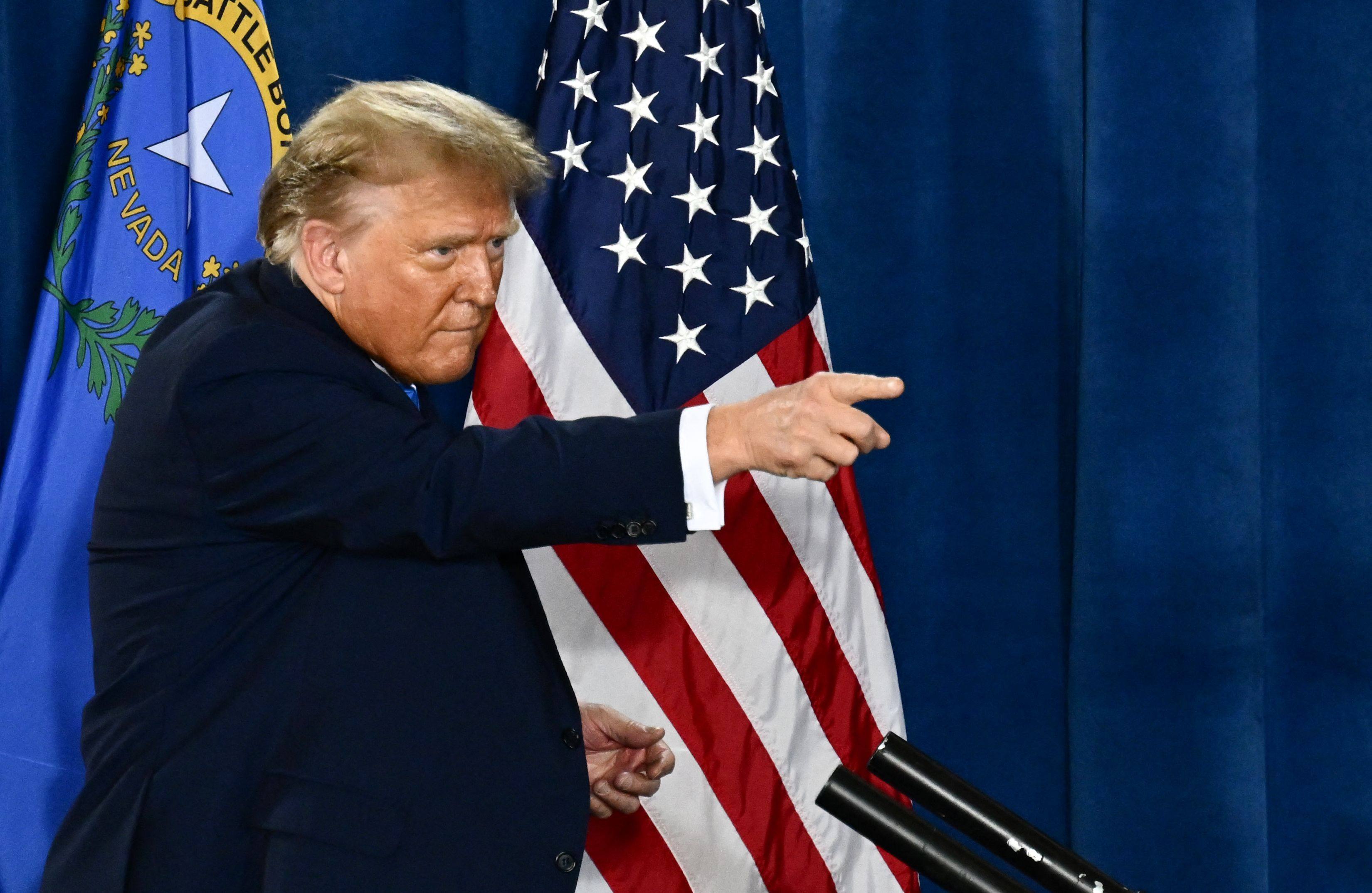 Former US president and 2024 Republican presidential hopeful Donald Trump gestures after speaking at a rally in Las Vegas on January 27. Trump’s promotion of tariffs and other protectionist policies has been one of the biggest drivers of the disintegration of global multilateral engagement. Photo: AFP