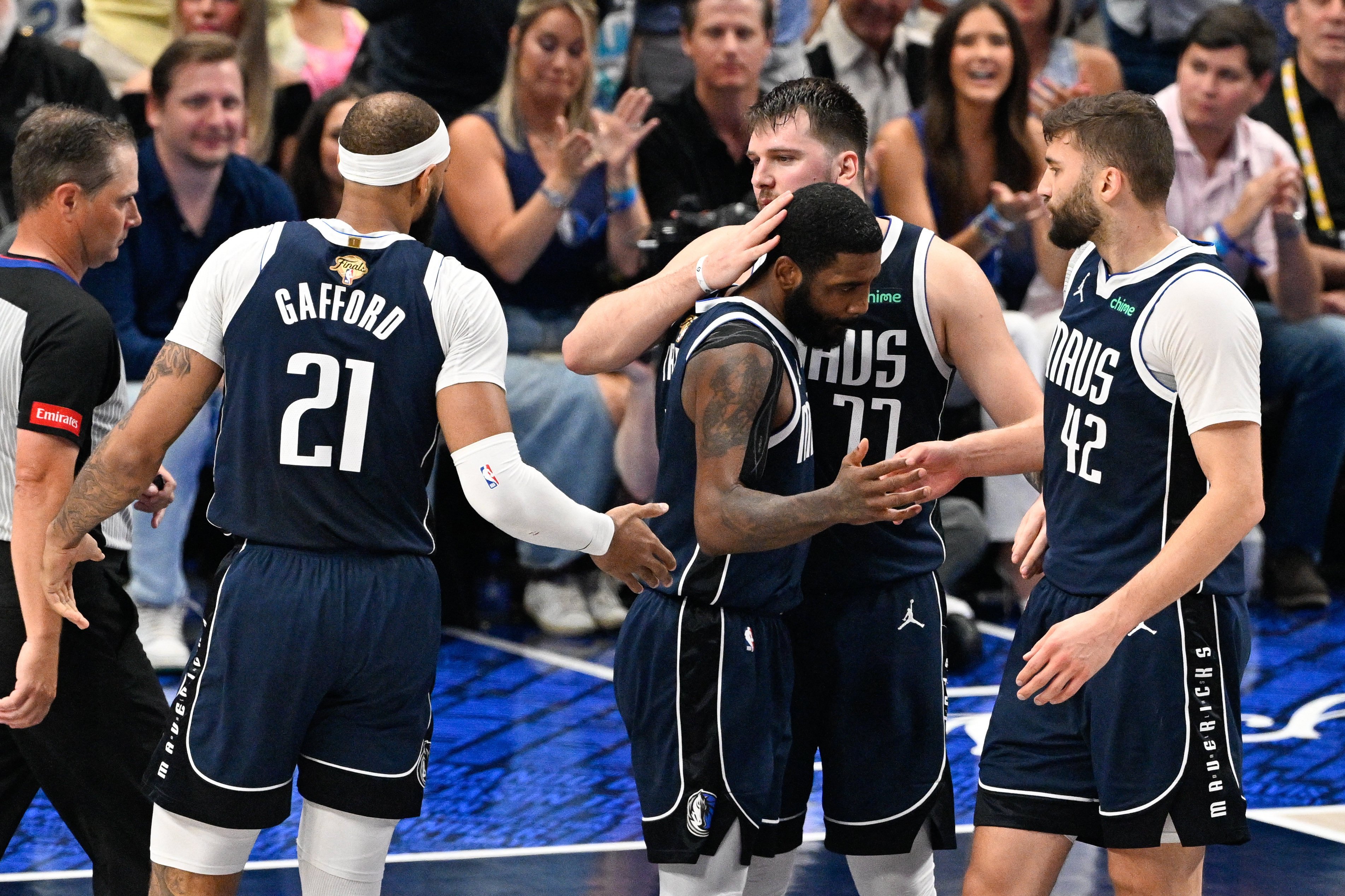 Luka Doncic and his Dallas Mavericks teammates celebrate as they keep their Championship hopes alive. Photo: Reuters