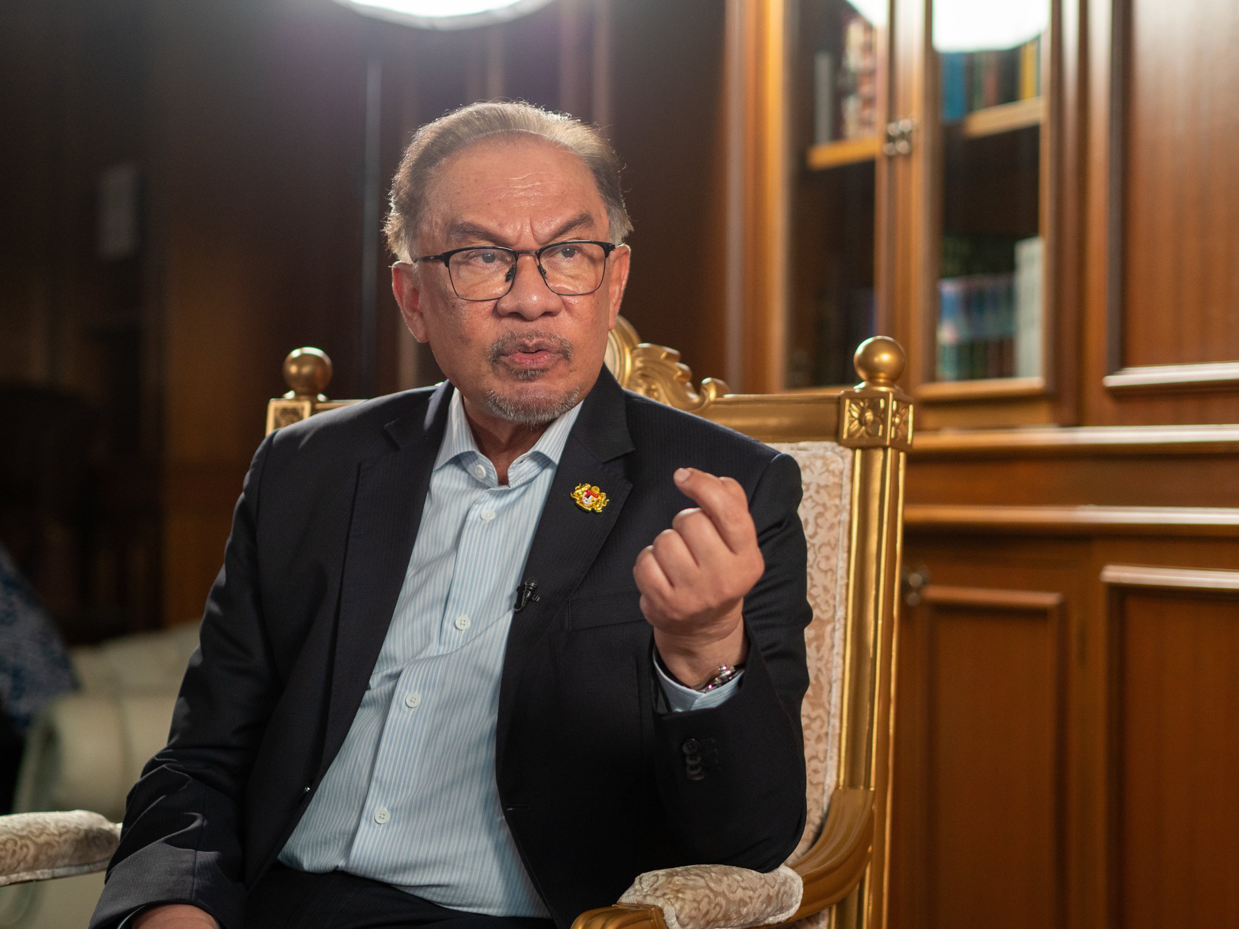 Malaysian Prime Minister Anwar Ibrahim is interviewed at his office in Putrajaya by the South China Morning Post. Photo: Hadi Azmi