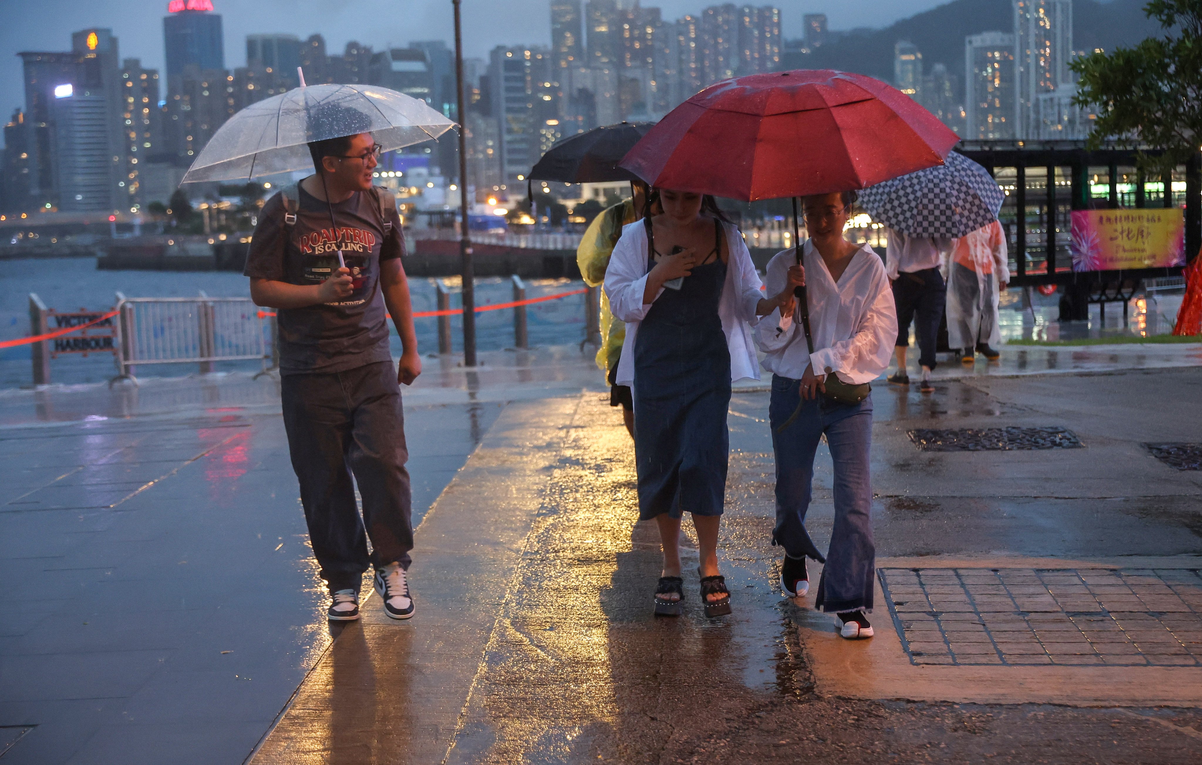 Around 100 people had gathered along Wan Chai waterfront for the show before it was cancelled. Photo: Edmond So