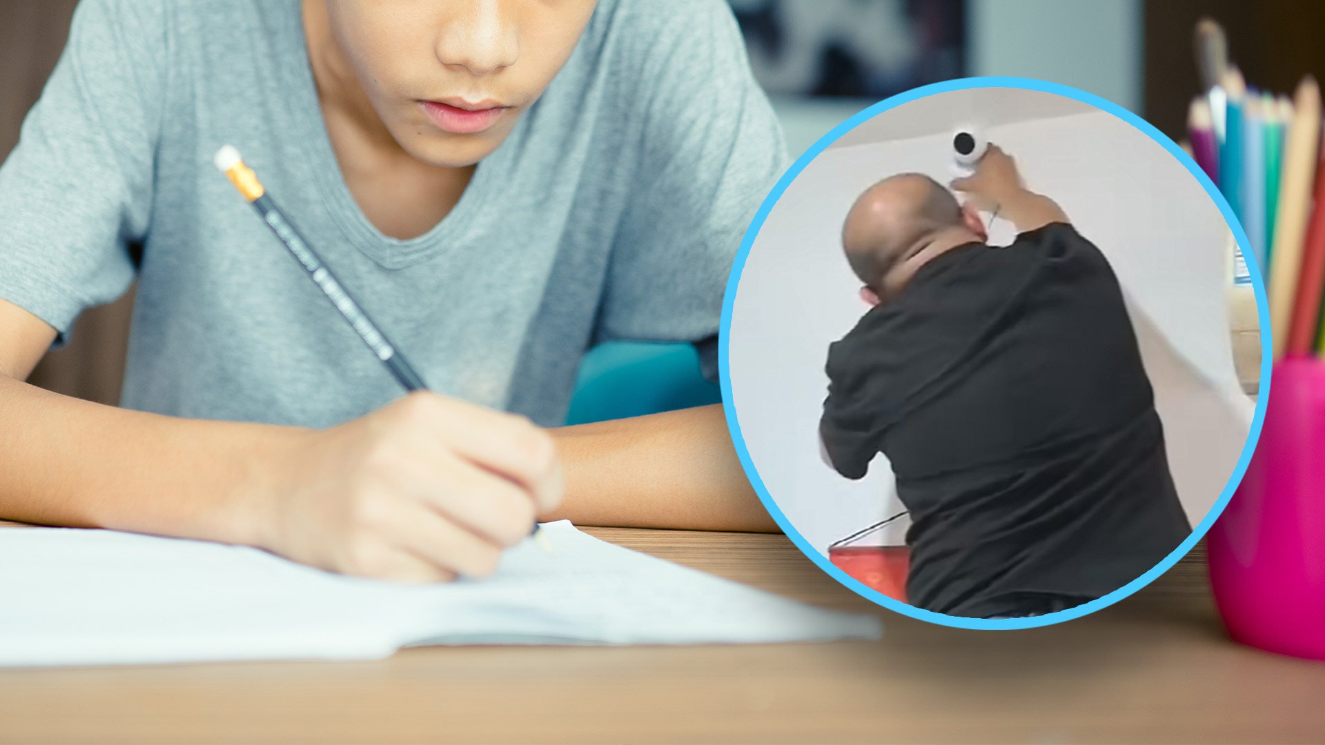 A mother and father in China have come under fire online for secretly spying on their son while he studied for a crucial examination. Photo: SCMP composite/Shutterstock/Weibo