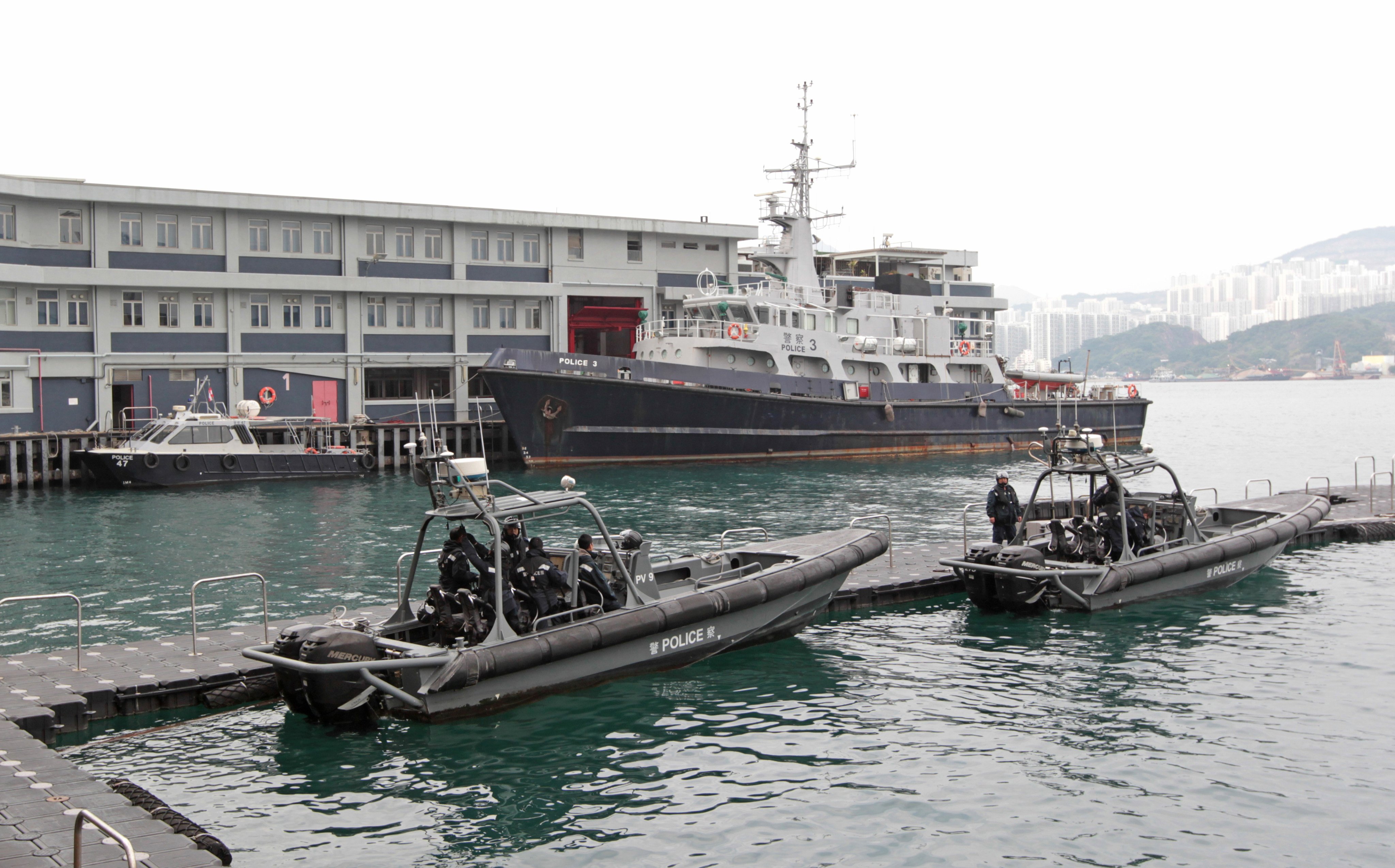 The incident occurred at the marine police base in Sai Wan Ho on Sunday. Photo: Bruce Yan