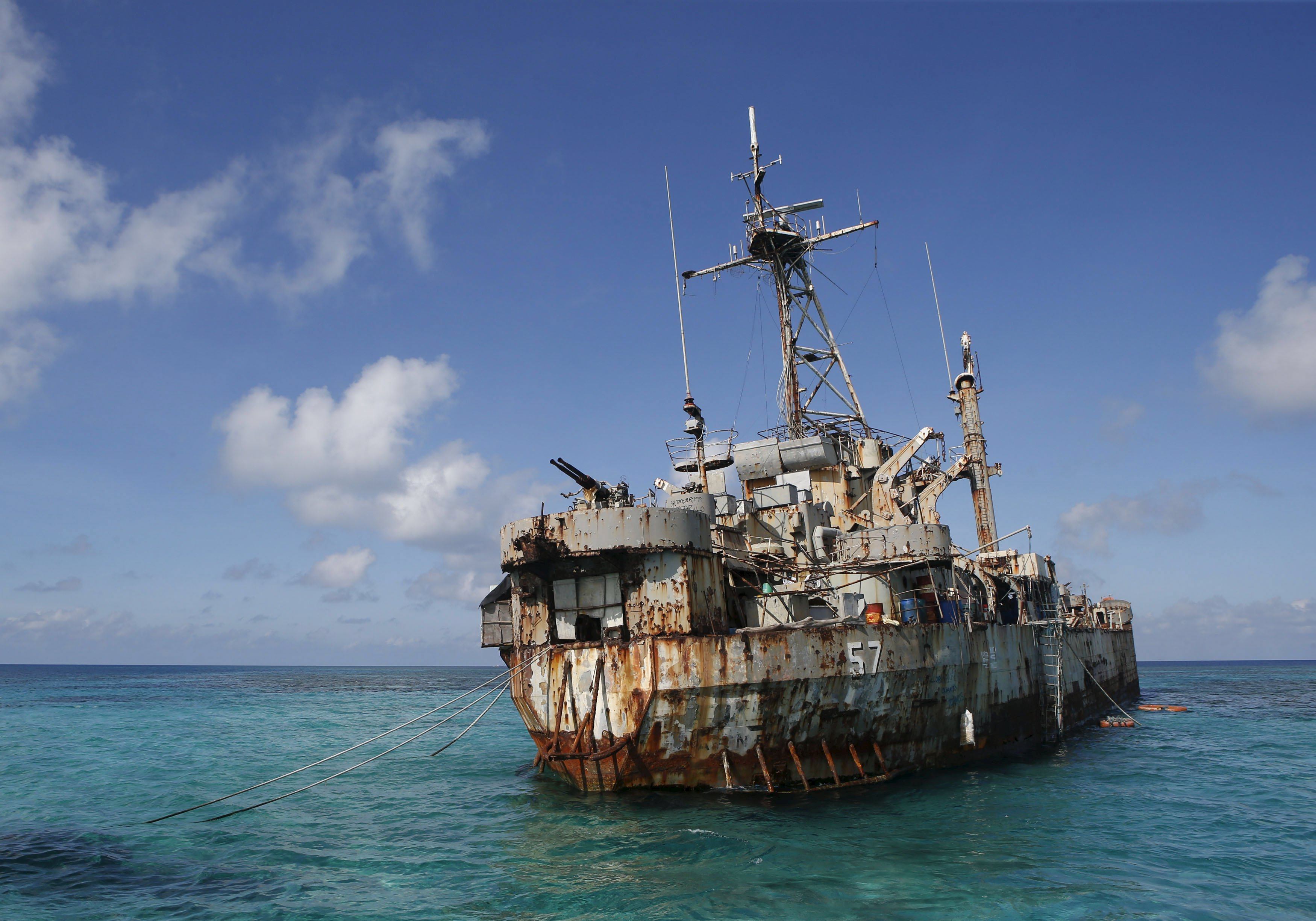 China says a Philippine ship on a supply mission to the  BRP Sierra Madre (pictured) “ignored multiple stern warnings from the Chinese side” and caused a collision with its vessel on Monday. Photo: Reuters