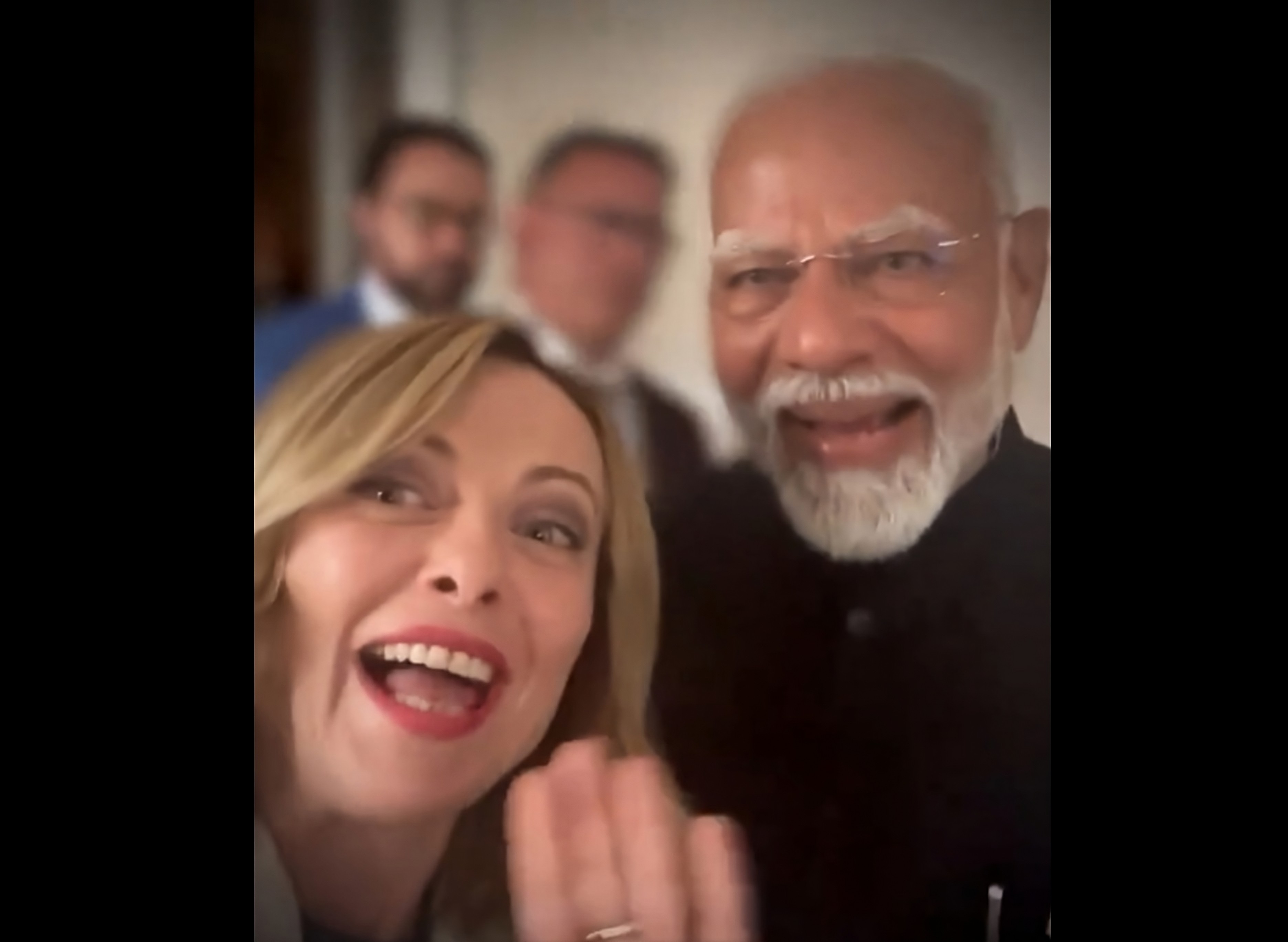 Italy’s Giorgia Meloni shares a smile with India’s Narendra Modi in their viral G7 video. Photo: X/GiorgiaMeloni