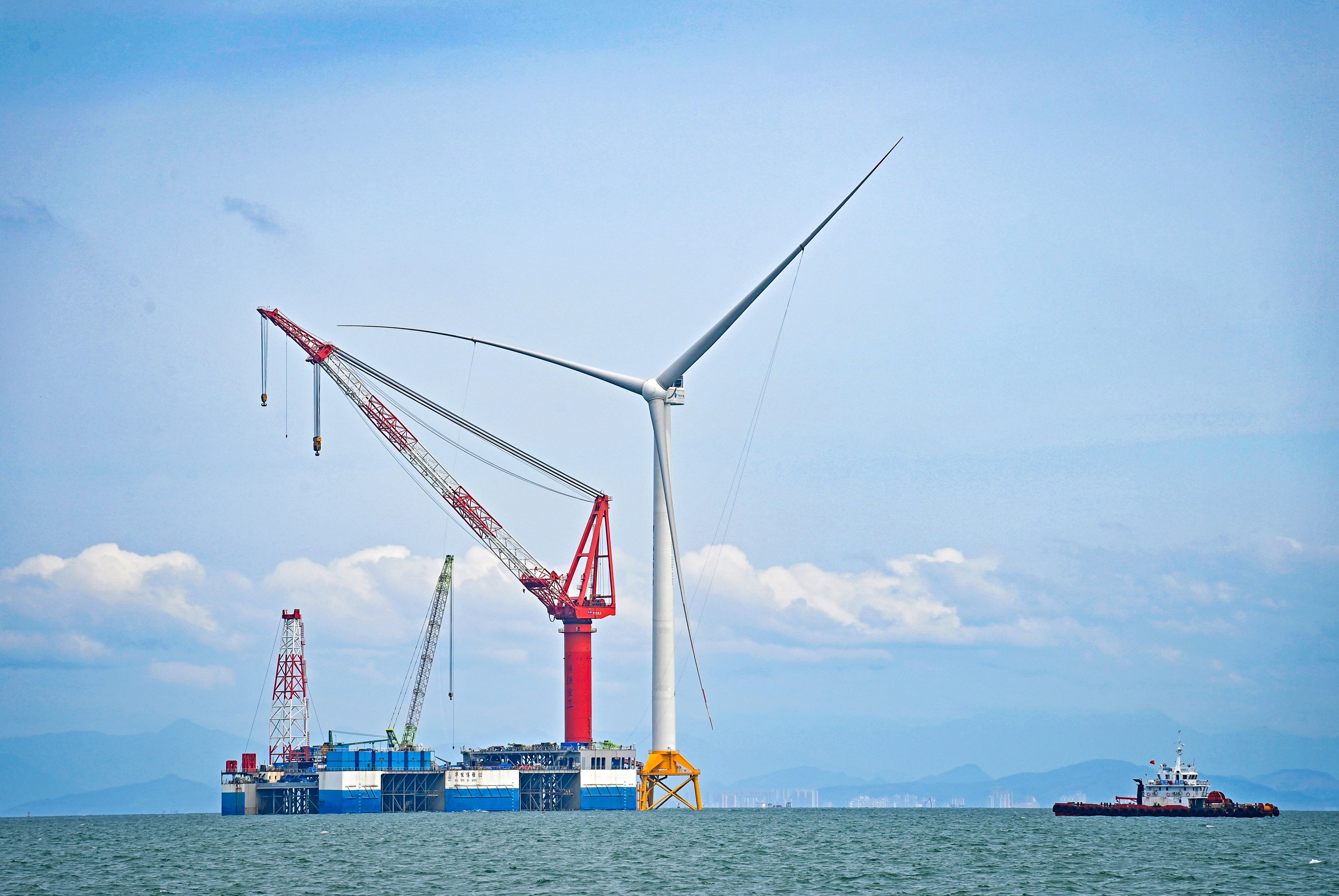 This photo taken on May 21, 2024 shows the construction site of a wind farm off the coast of Fangchenggang, south China’s Guangxi Zhuang Autonomous Region. The wind farm under construction is Guangxi’s first wind power demonstration project, that will comprise 83 wind turbine units. Photo: Xinhua