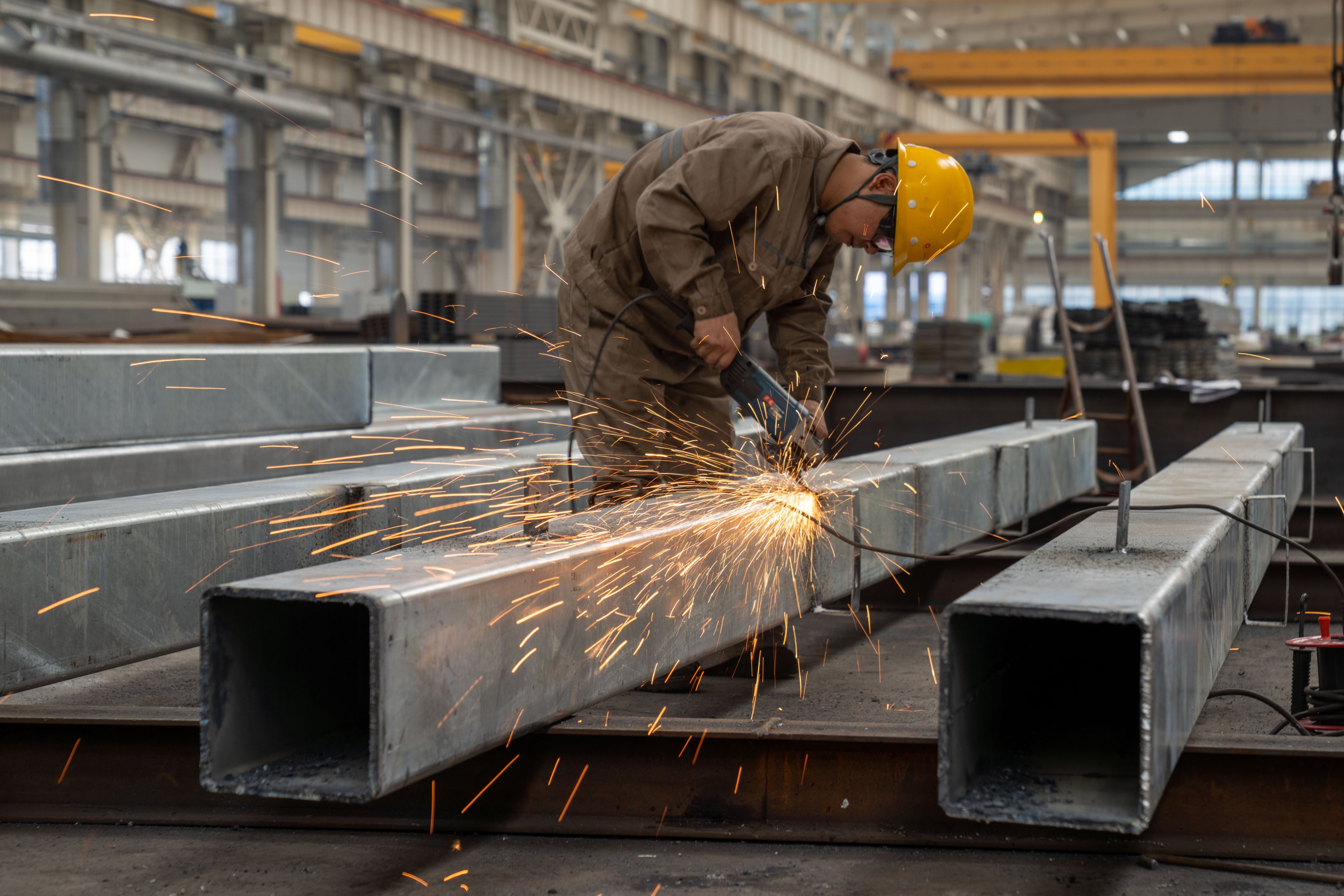 A steel structure production workshop in the Anhui provincial capital of Hefei in eastern China on June 10, 2024. Photo: CFOTO/Future Publishing via Getty Images.