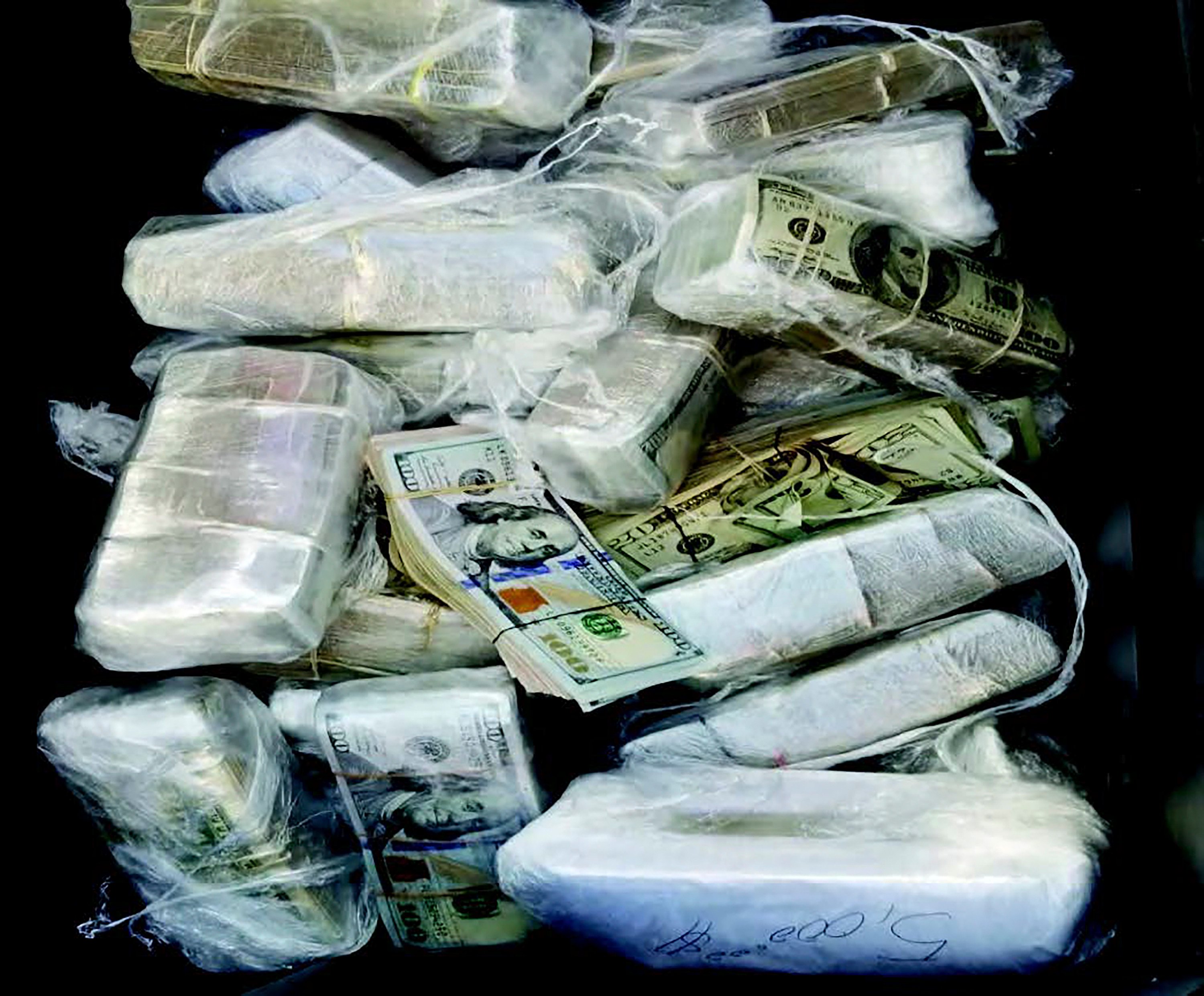 Confiscated drug money is seen in an undated photo provided by US authorities. Photo: US District Attorney via AP
