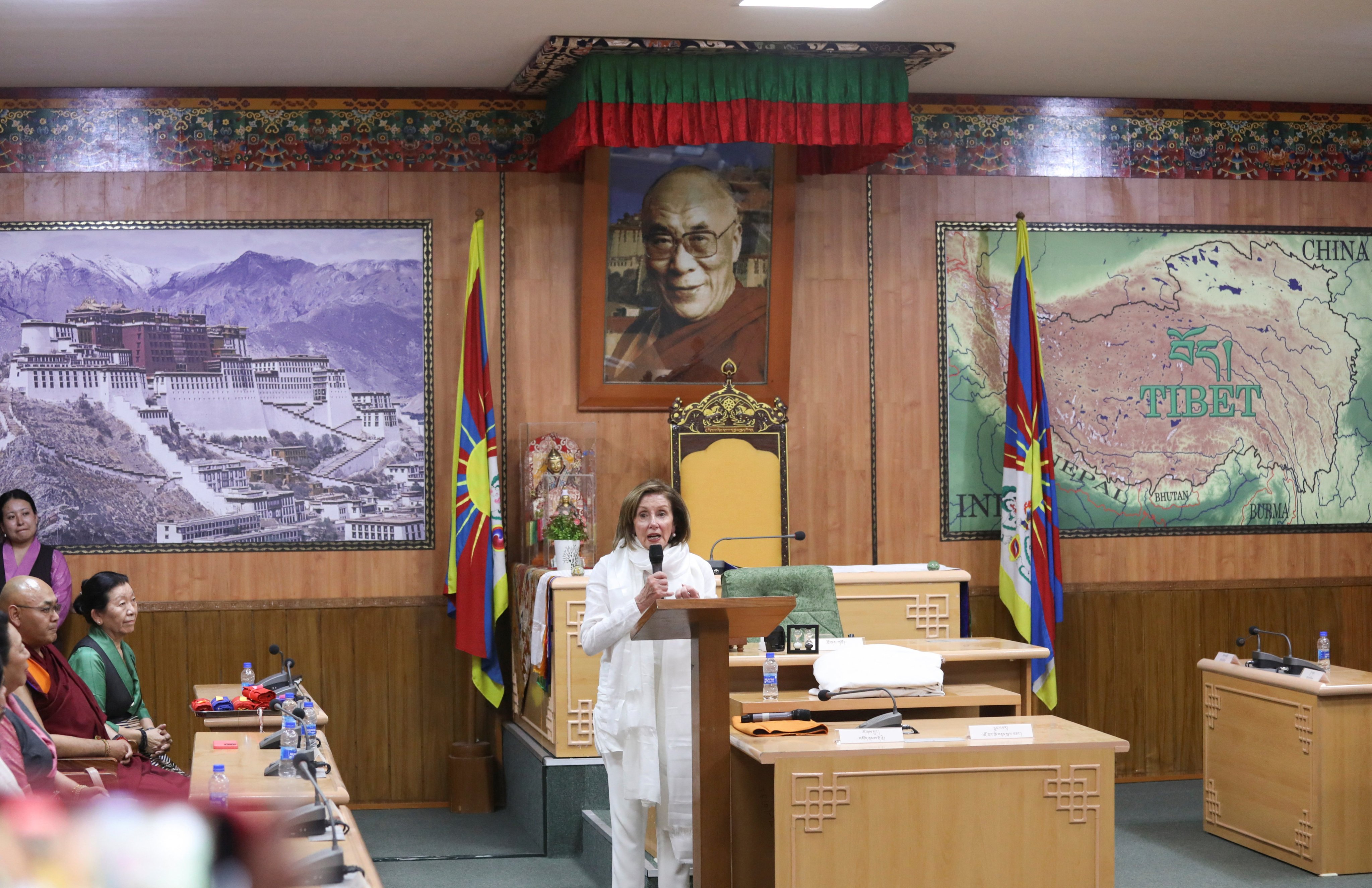 Representative Nancy Pelosi, the former US House speaker, addressing the Tibetan parliament-in-exile at Dharamshala, India on Tuesday. Photo: Reuters