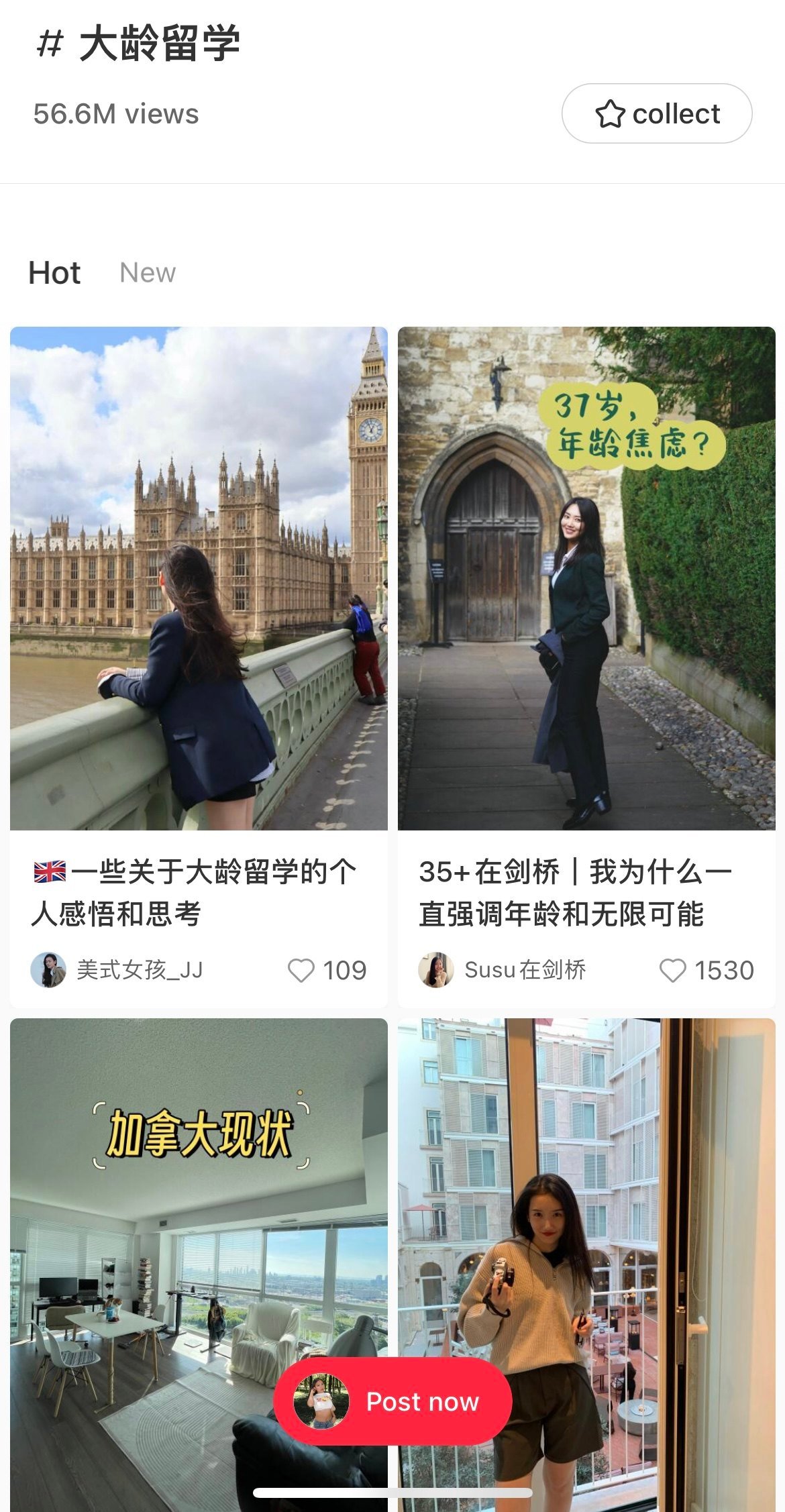 Hashtag “da ling liu xue”, which translates as “studying abroad at an older age”, has gone viral on Chinese social media. Photo: Xiaohongshu / @Studying abroad at an older age
